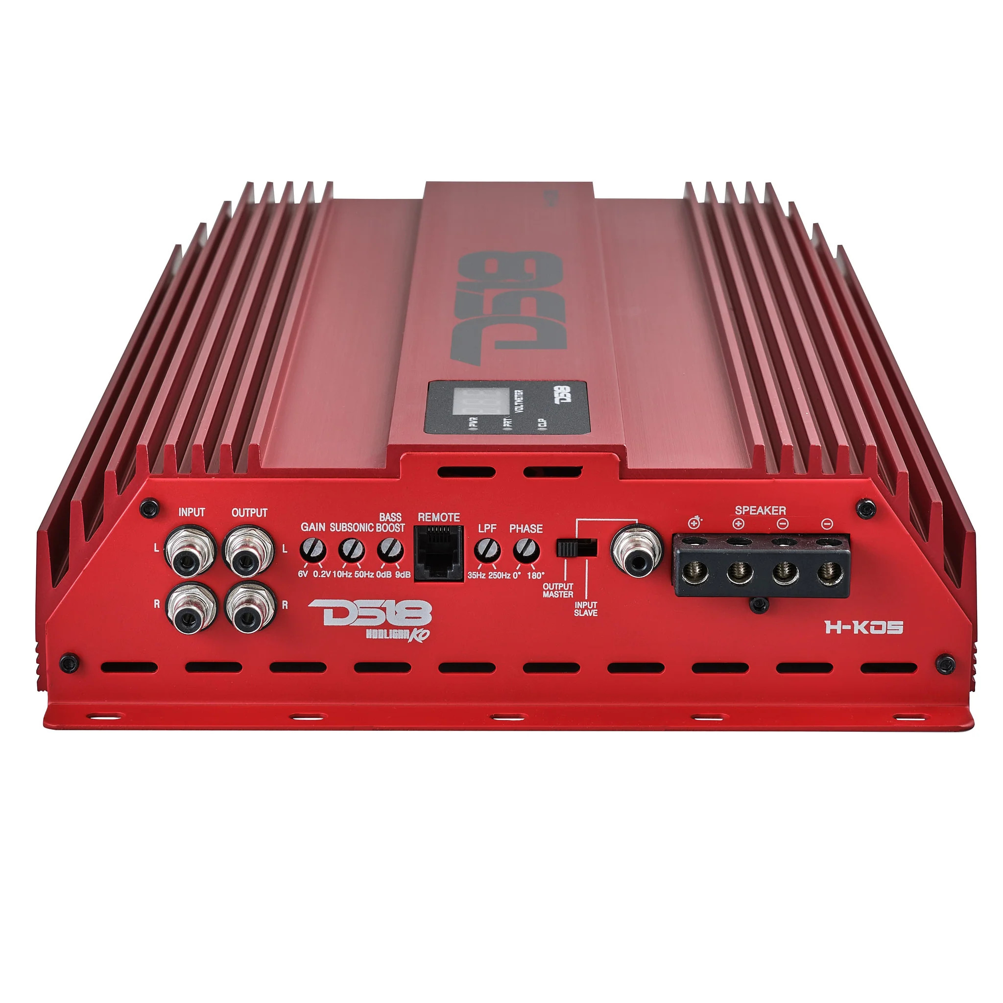 DS18 HOOLIGAN KO SPL SERIES MONO BLOCK AMPLIFIER WITH VOLTMETER AND CLIP INDICATOR 5000W RMS - KOREAN BUILT - RED