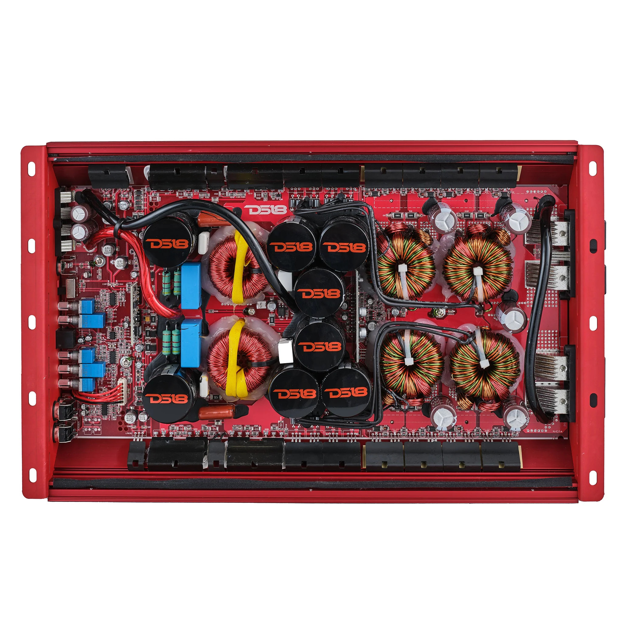 DS18 HOOLIGAN KO SPL SERIES MONO BLOCK AMPLIFIER WITH VOLTMETER AND CLIP INDICATOR 5000W RMS - KOREAN BUILT - RED