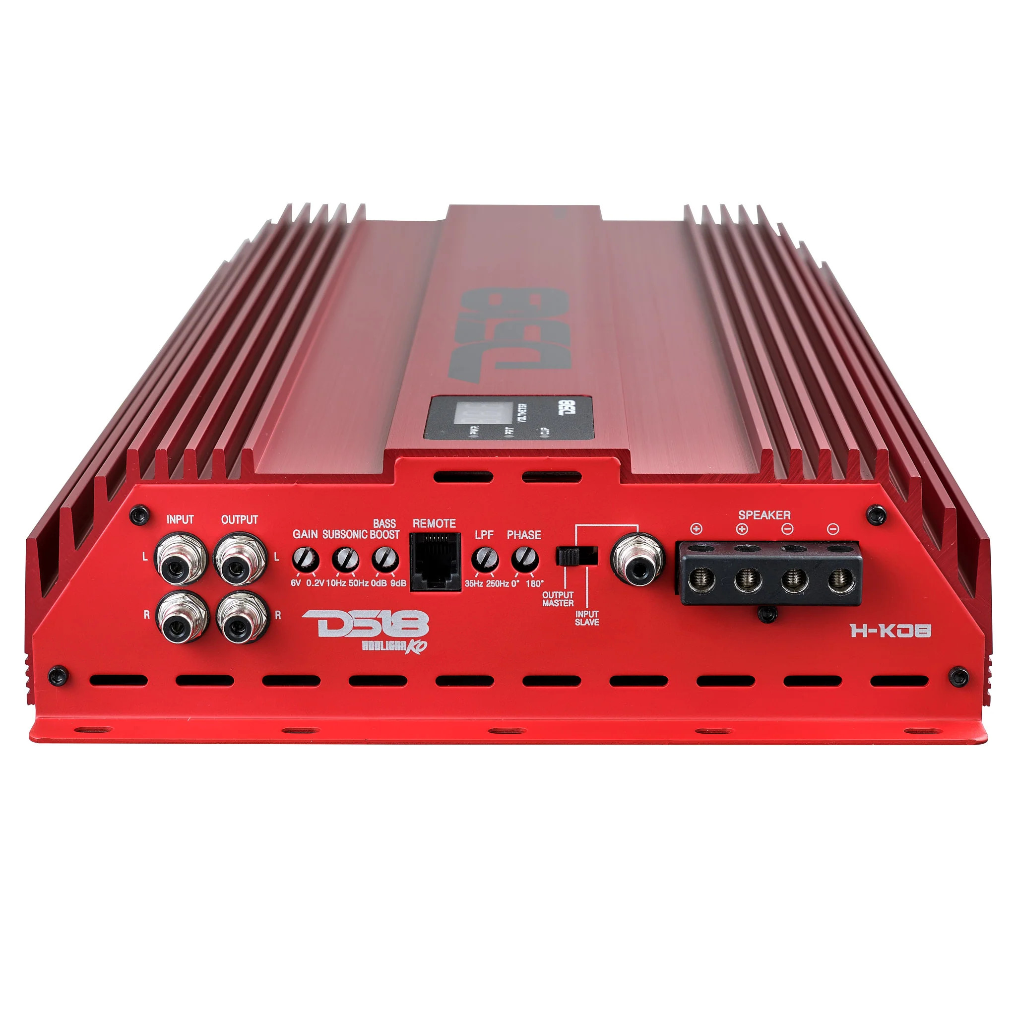 DS18 HOOLIGAN KO SPL SERIES MONO BLOCK AMPLIFIER WITH VOLTMETER AND CLIP INDICATOR 8000W RMS - KOREAN BUILT - RED