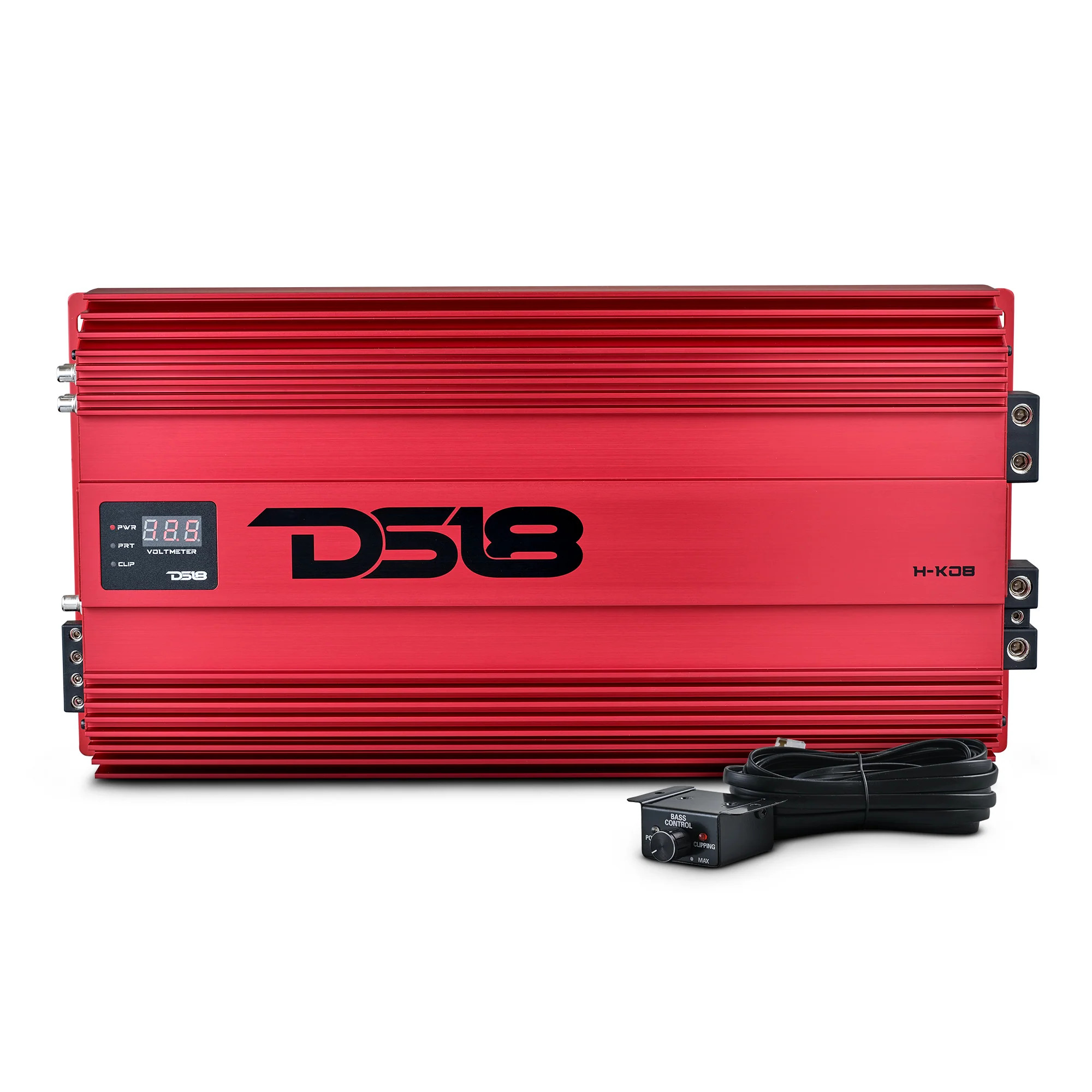 DS18 HOOLIGAN KO SPL SERIES MONO BLOCK AMPLIFIER WITH VOLTMETER AND CLIP INDICATOR 8000W RMS - KOREAN BUILT - RED