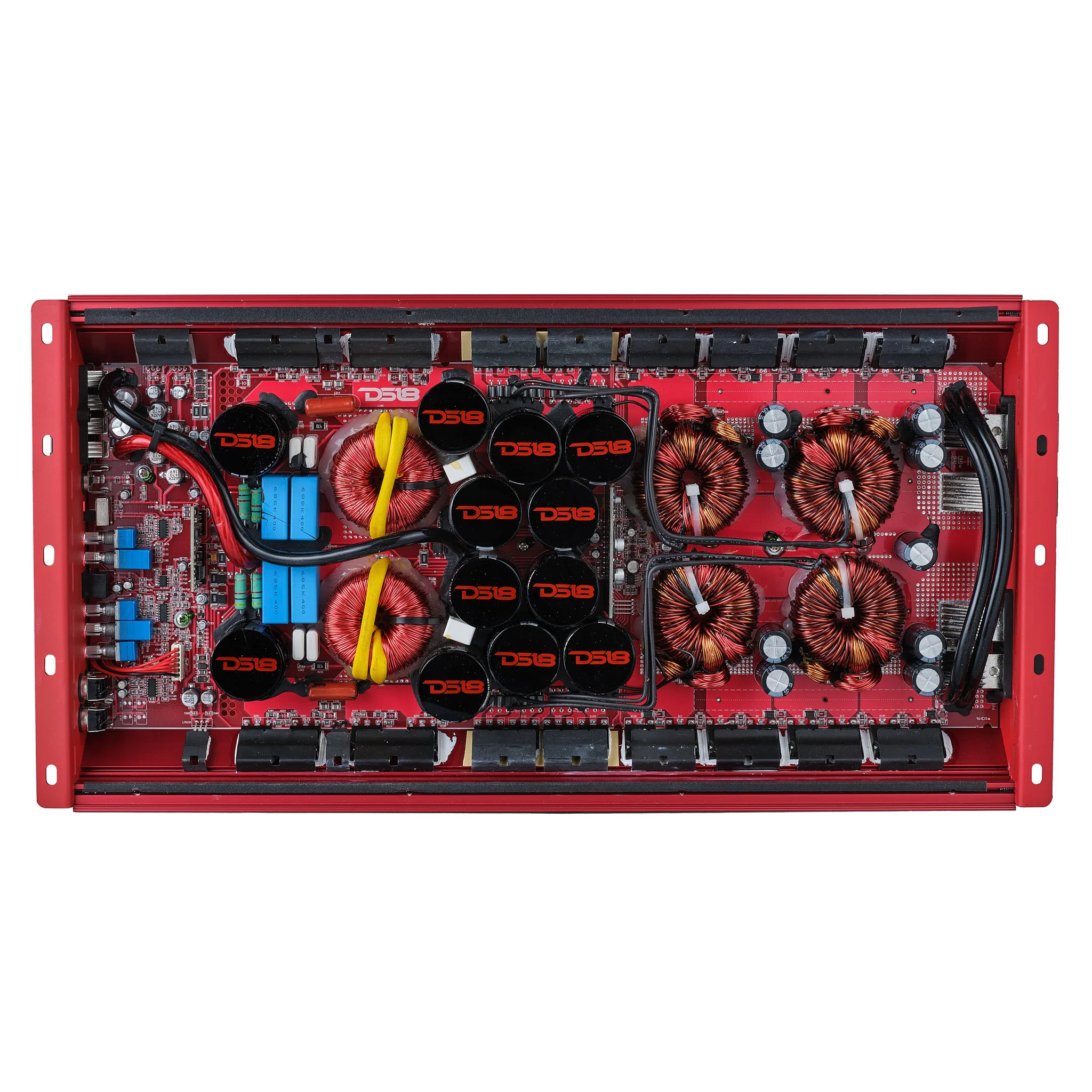 DS18 HOOLIGAN KO SPL SERIES MONO BLOCK AMPLIFIER WITH VOLTMETER AND CLIP INDICATOR 8000W RMS - KOREAN BUILT - RED