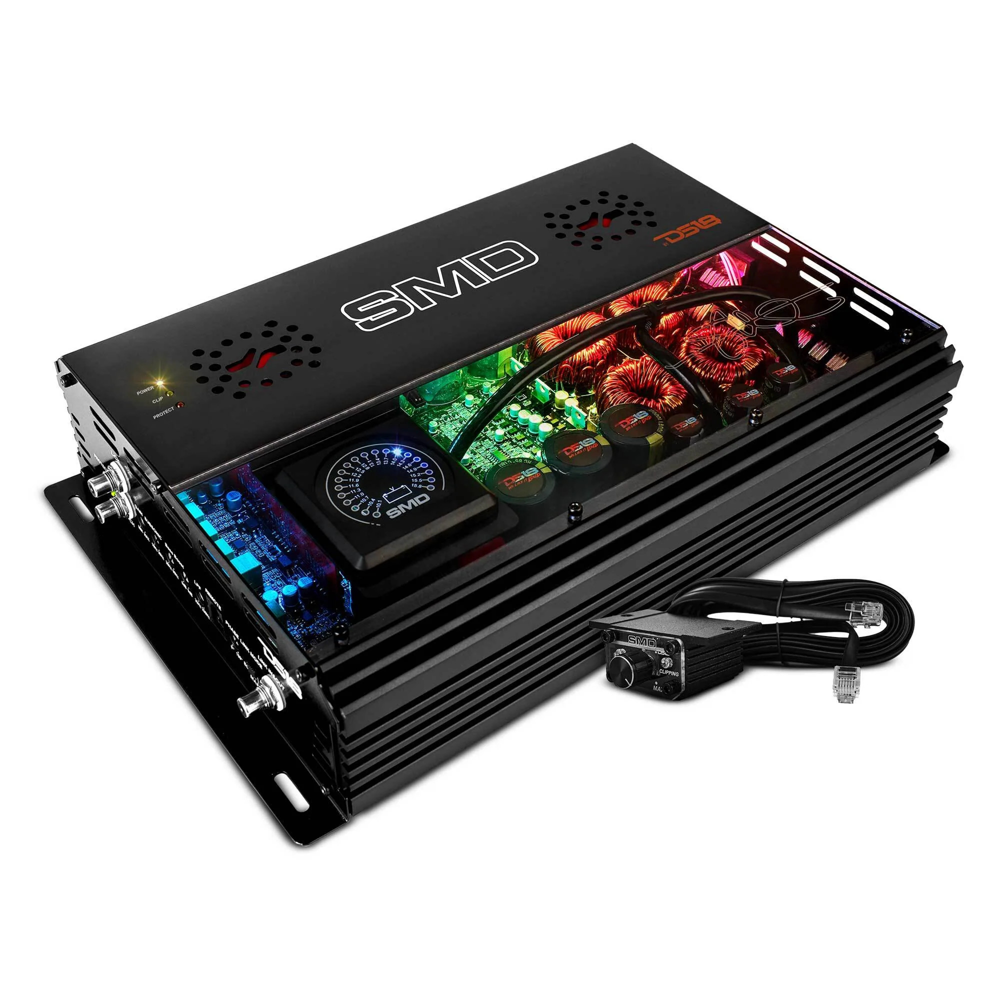DS18 SMD SERIES 3000 X 1 CLASS D AMPLIFIER WITH VM-1 BUILT-IN AND DIGITAL LED LIGHTS - MADE IN KOREA