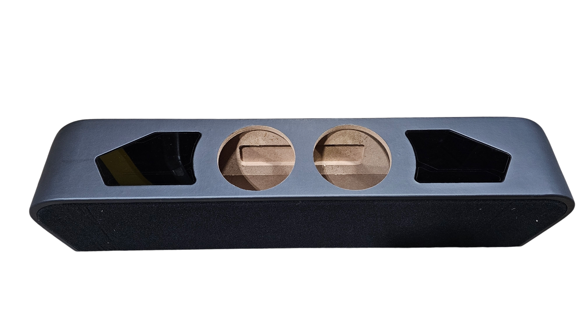 BASS-MAXX LEVEL 4 PRO SERIES FORD F150 2009-2023, ROUNDED CORNERS, VINYL WRAPPED WITH DURABLE CARPET TOP & BOTTOM, ACRYLIC INSERTS, CHASING LED LIGHTING BUILT IN, DUAL 8" VENTED - BLACK VINYL