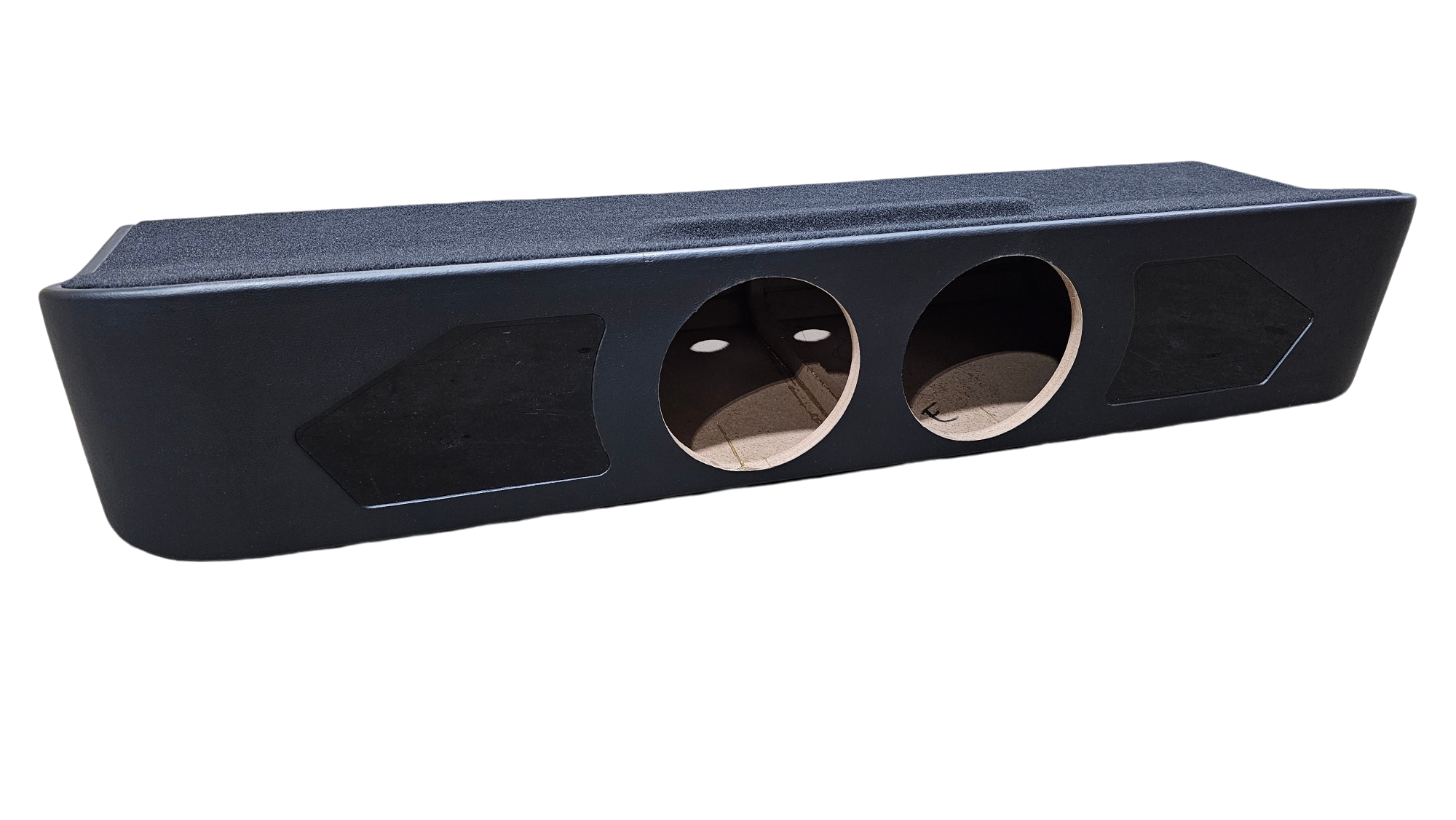 BASS-MAXX LEVEL 4 PRO SERIES FORD F150 2009-2023, ROUNDED CORNERS, VINYL WRAPPED WITH DURABLE CARPET TOP & BOTTOM, ACRYLIC INSERTS, CHASING LED LIGHTING BUILT IN, DUAL 8" VENTED - BLACK VINYL