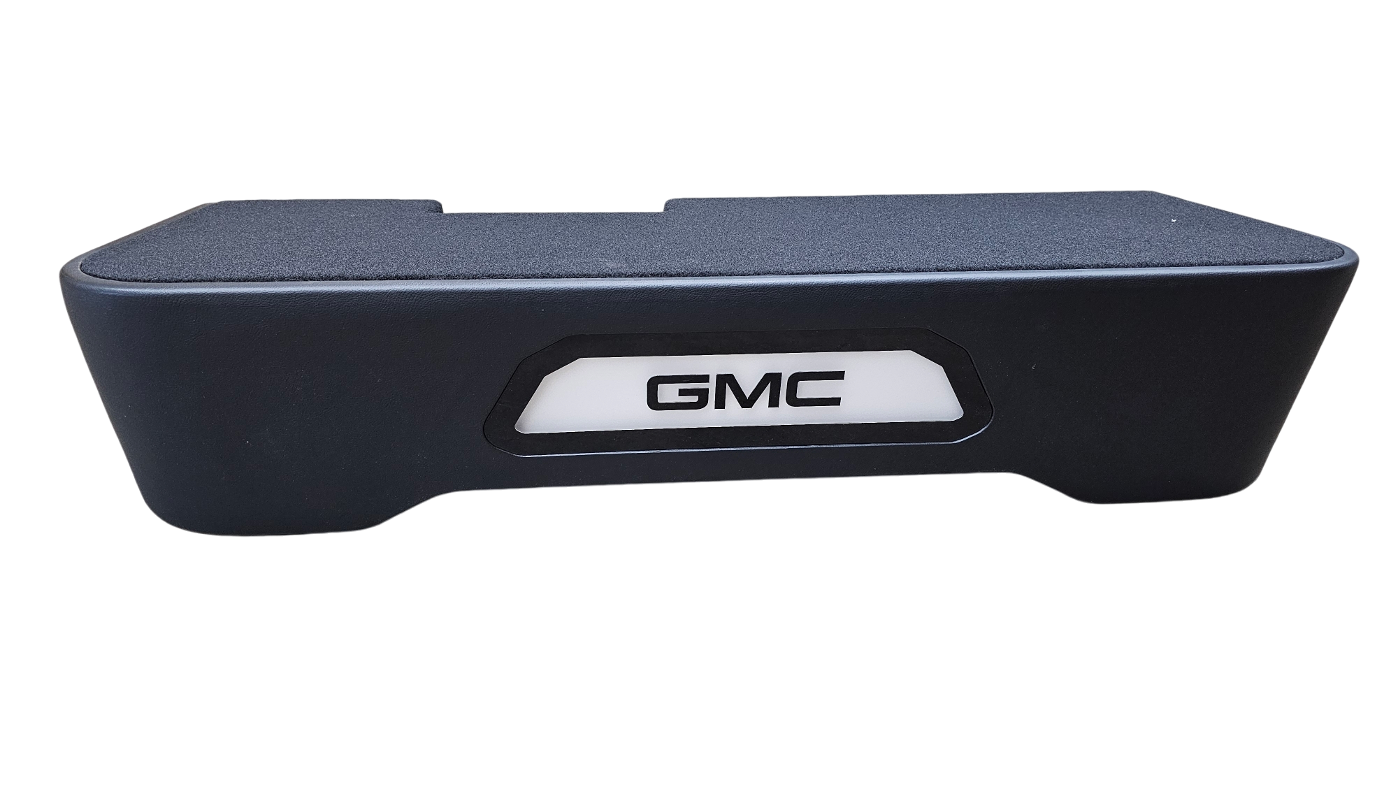 BASS-MAXX LEVEL 4 PRO SERIES GMC / CHEVROLET TRUCK 2019-2024 UP CREW CAB - ROUNDED CORNERS, VINYL WRAPPED WITH DURABLE CARPET TOP AND BOTTOM, ACRYLIC HINTERS, CHASING LED LIGHTING BUILT IN - VENTED - BLACK VINYL