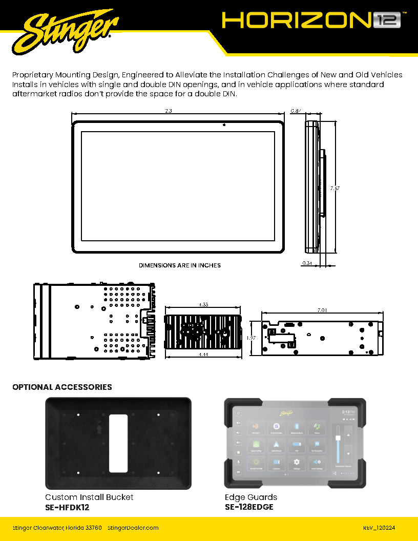 STINGER 12.8-inch FLOATING MULTIMEDIA INFOTAINMENT DISPLAY SYSTEM STINGER 12.8-inch FLOATING MULTIMEDIA INFOTAINMENT DISPLAY SYSTEM