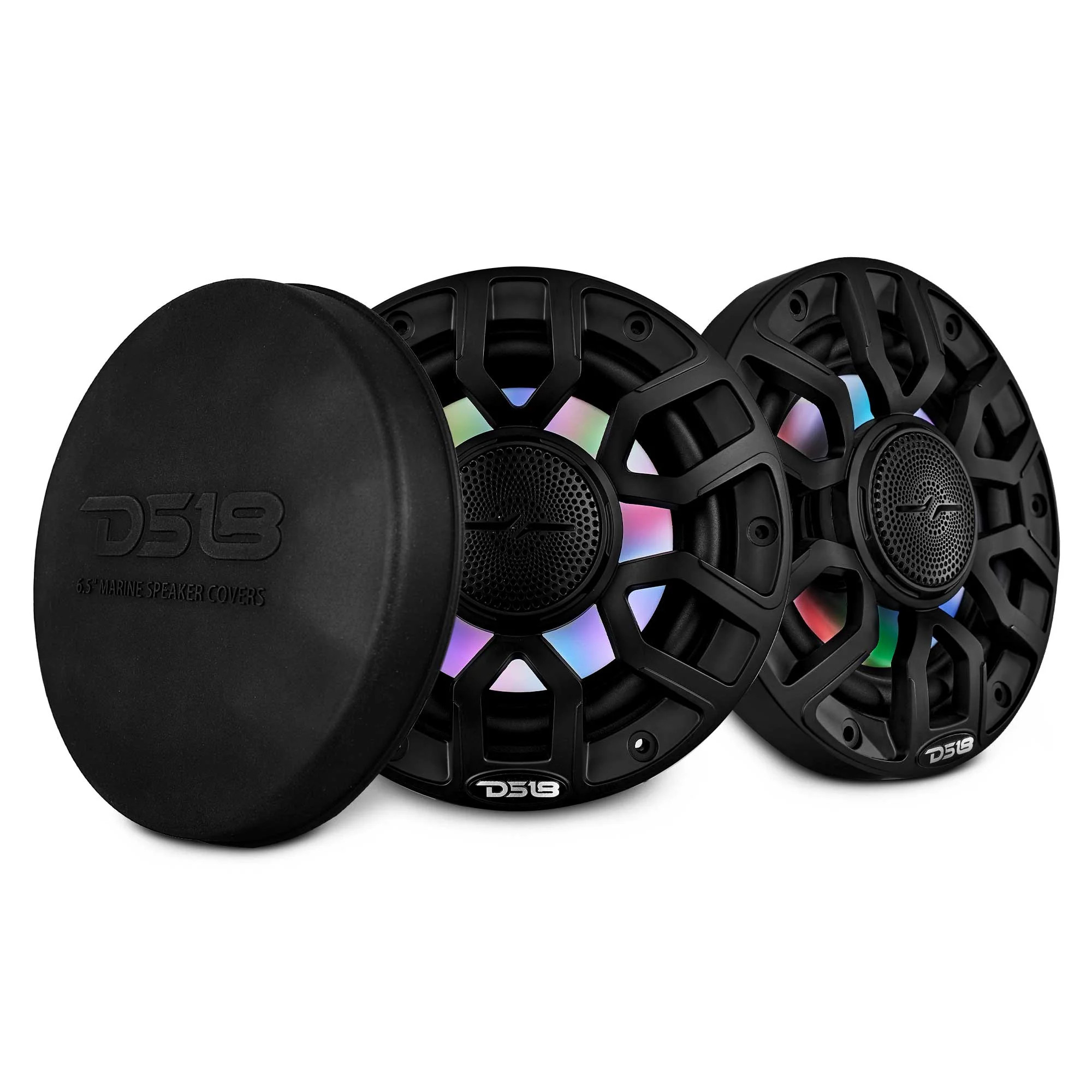 DS18 NXL 6.5" 2-Way Coaxial Marine Speaker With Digital Led Lights And Bullet Tweeter 150 Watts 4-Ohm - BLACK