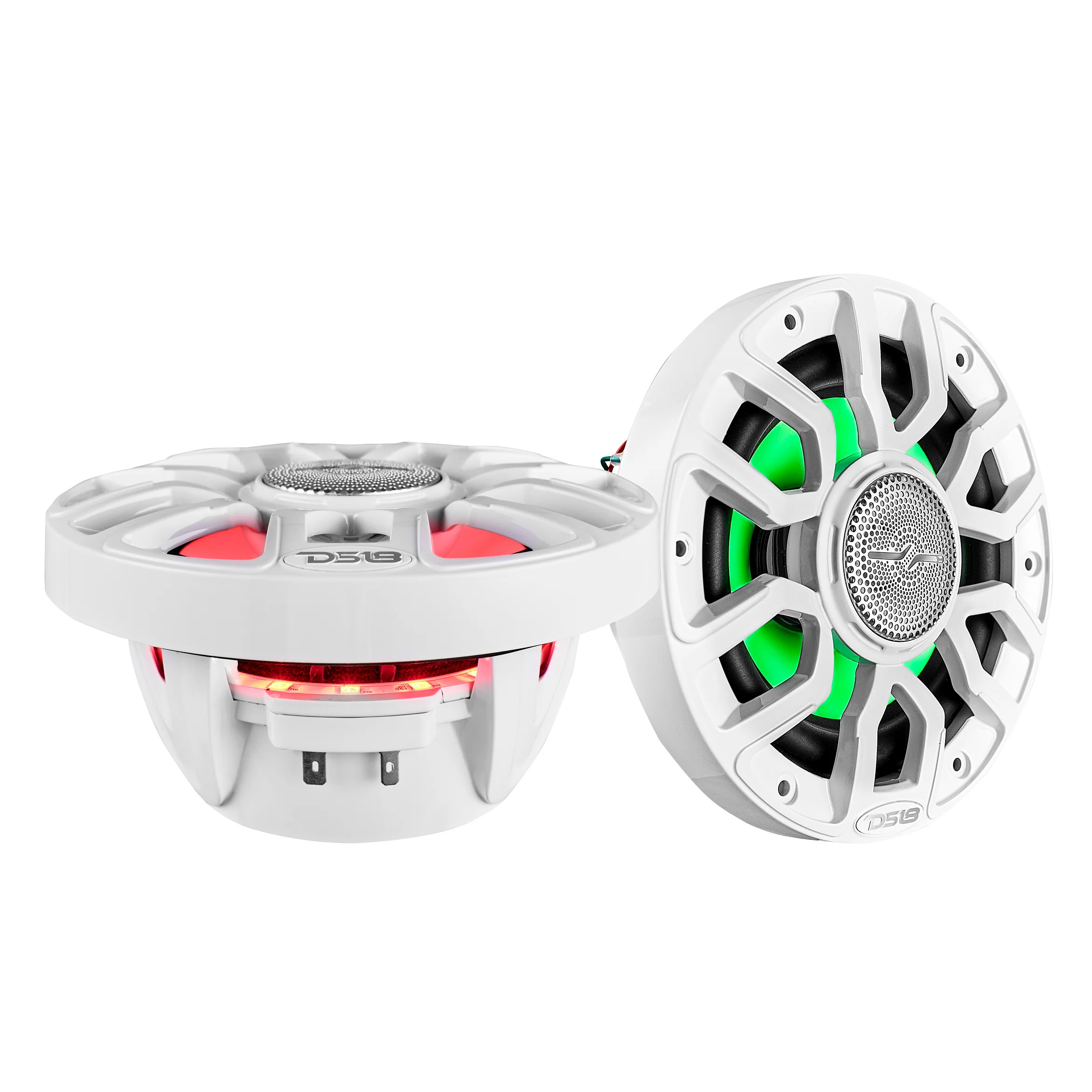 NXL 8" 2-Way Coaxial Marine Speaker With Digital Led Lights And Bullet Tweeter 175 Watts 4-Ohm - WHITE