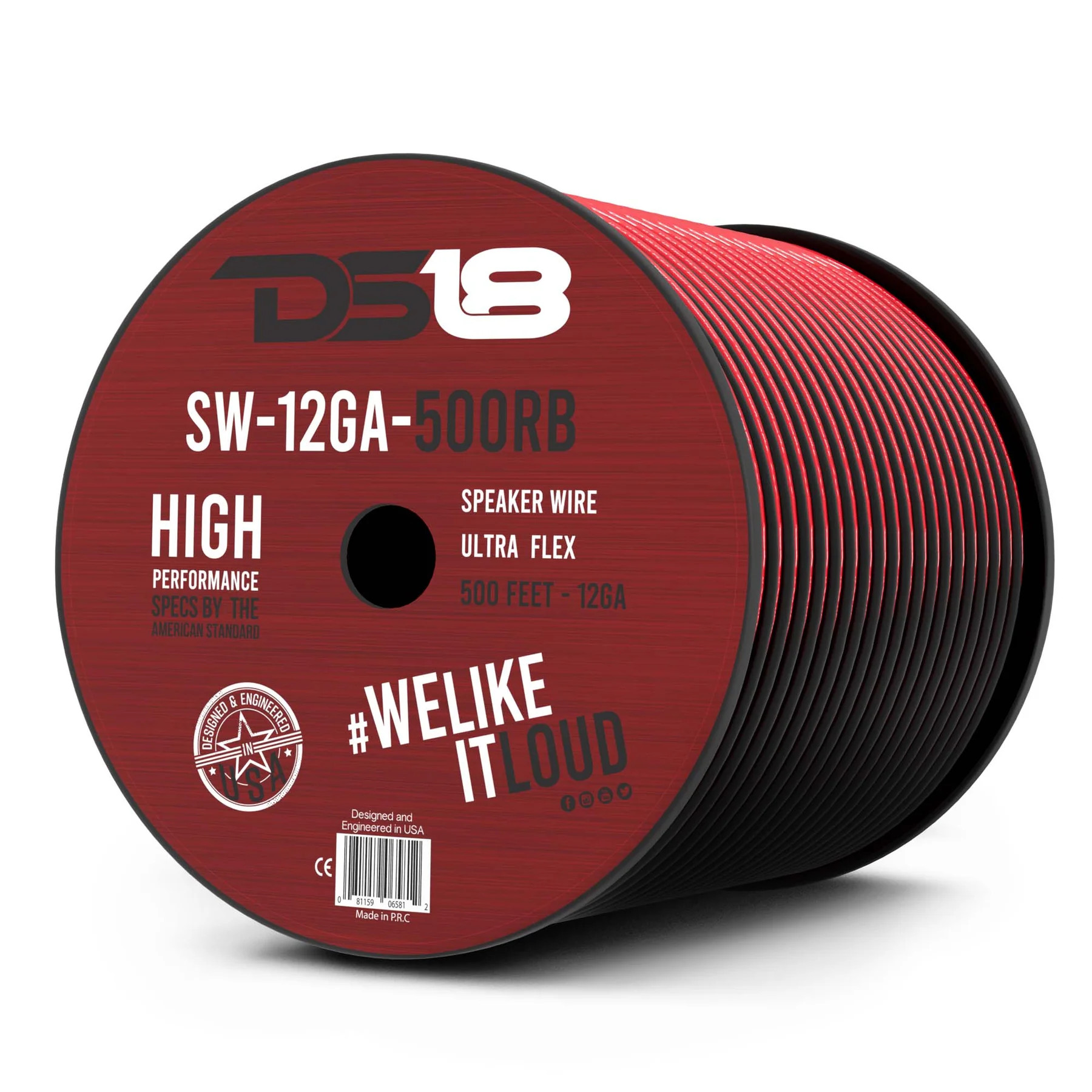 DS18 SOUND 12GA RED/BLACK SPEAKER WIRE 500' ROLL