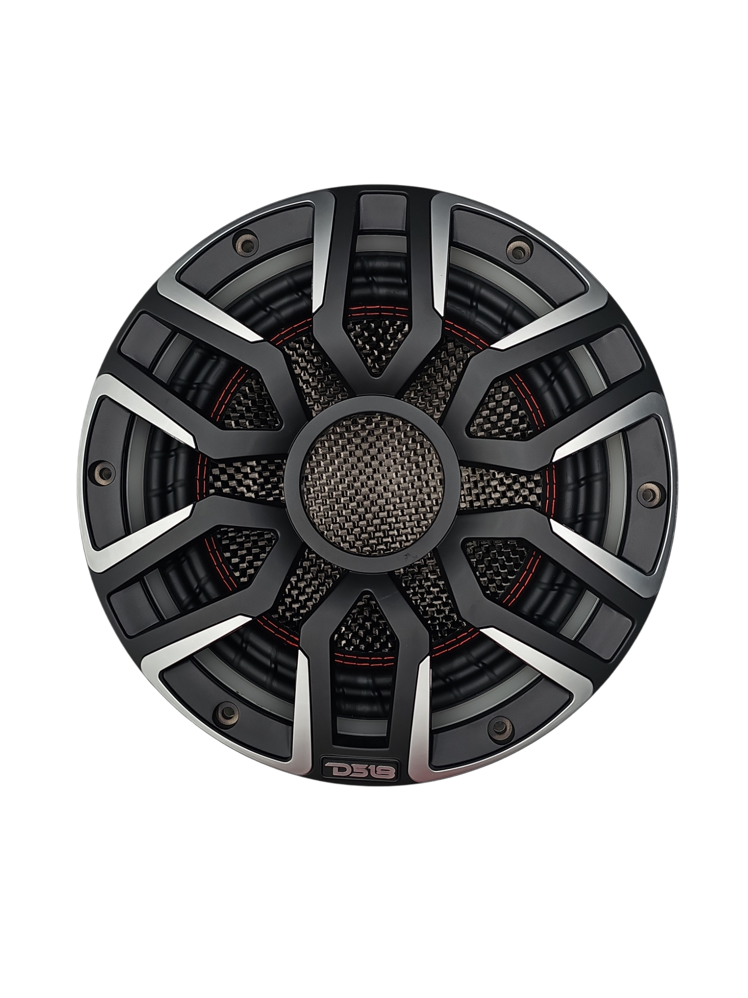 DS18 NVY 10" NEODYMIUM CARBON FIBER MARINE SUBWOOFER WITH DIGITAL LED LIGHTS 600 WATTS RMS SVC 4 OHM - BLACK