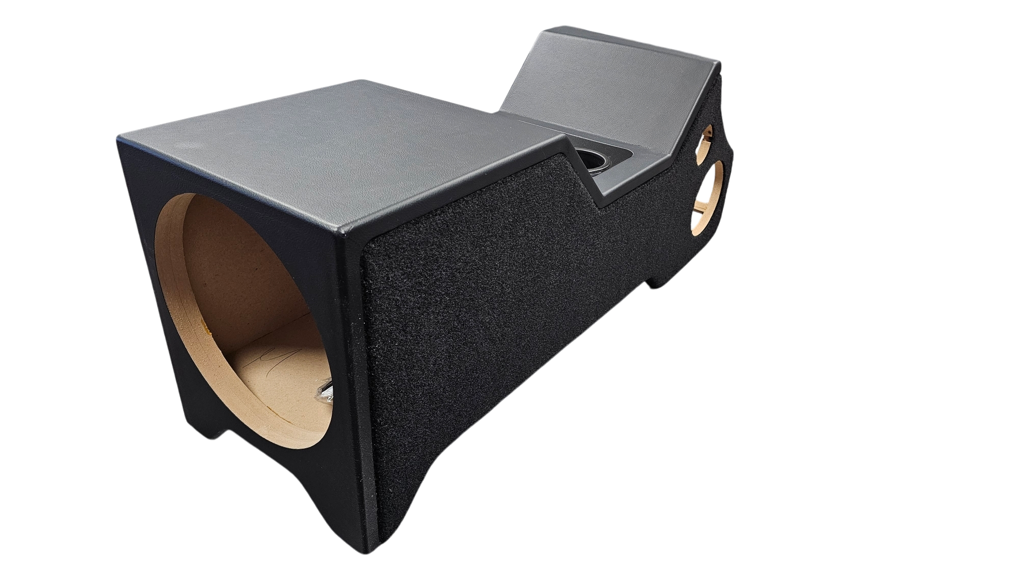 BASS-MAXX 99-06 CHEVY SILVERADO / GMC SIERRA VINYL DELUXE CENTER CONSOLE SPEAKER & SUBWOOFER ENCLOSURE - FOR (1) 12" SUBWOOFER (2) 6.5" MIDS (2) 3.5" TWEETERS