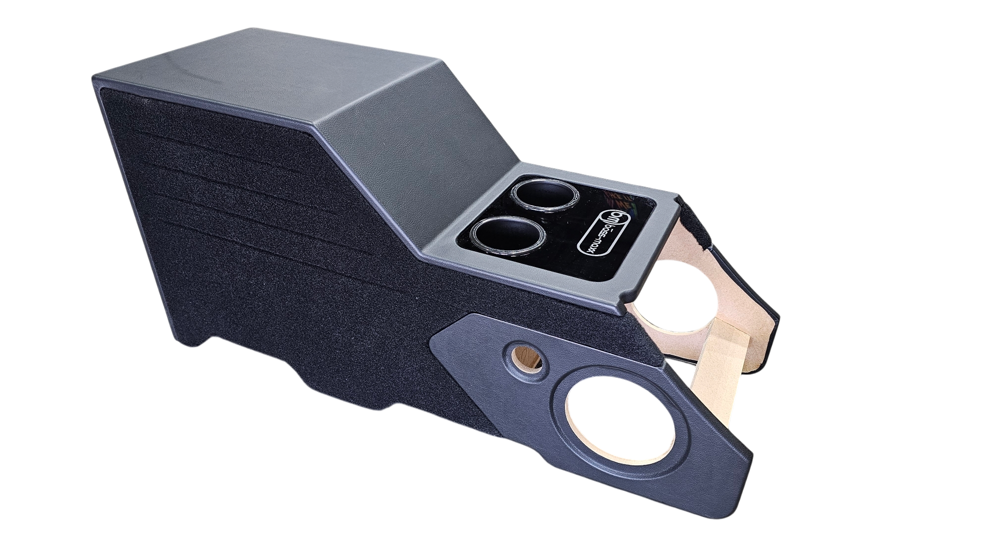 BASS-MAXX 2014-2018 CHEVY SILVERADO / GMC SIERRA VINYL DELUXE CENTER CONSOLE SPEAKER & SUBWOOFER ENCLOSURE - FOR (1) 12" SUBWOOFER (2) 6.5" MIDS (2) 1" TWEETERS