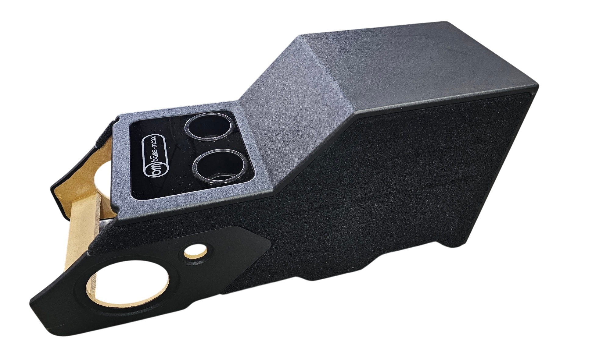 BASS-MAXX 2014-2018 CHEVY SILVERADO / GMC SIERRA VINYL DELUXE CENTER CONSOLE SPEAKER & SUBWOOFER ENCLOSURE - FOR (1) 12" SUBWOOFER (2) 6.5" MIDS (2) 1" TWEETERS