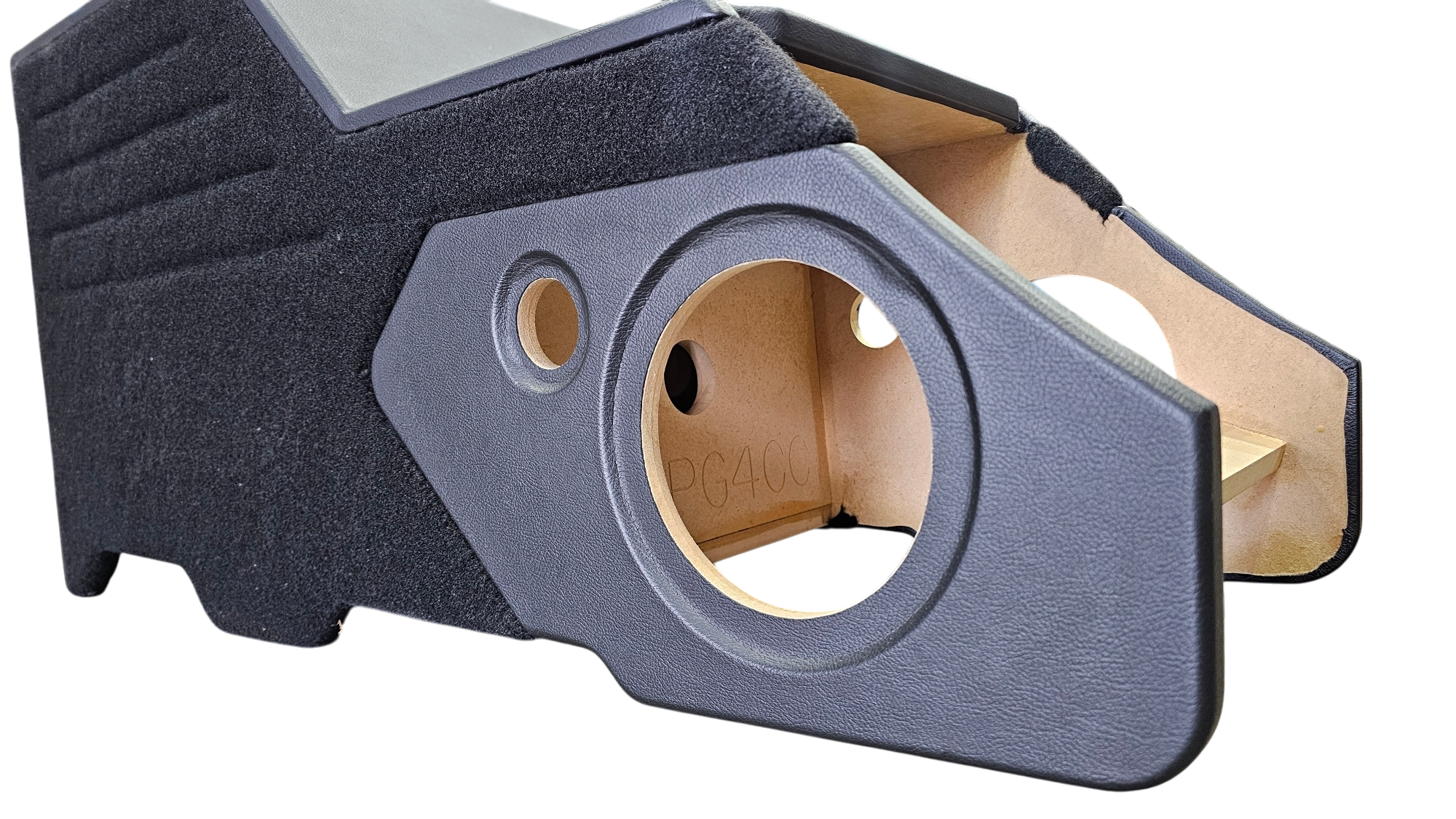 BASS-MAXX 2014-2018 CHEVY SILVERADO / GMC SIERRA VINYL DELUXE CENTER CONSOLE SPEAKER & SUBWOOFER ENCLOSURE - FOR (1) 12" SUBWOOFER (2) 6.5" MIDS (2) 1" TWEETERS