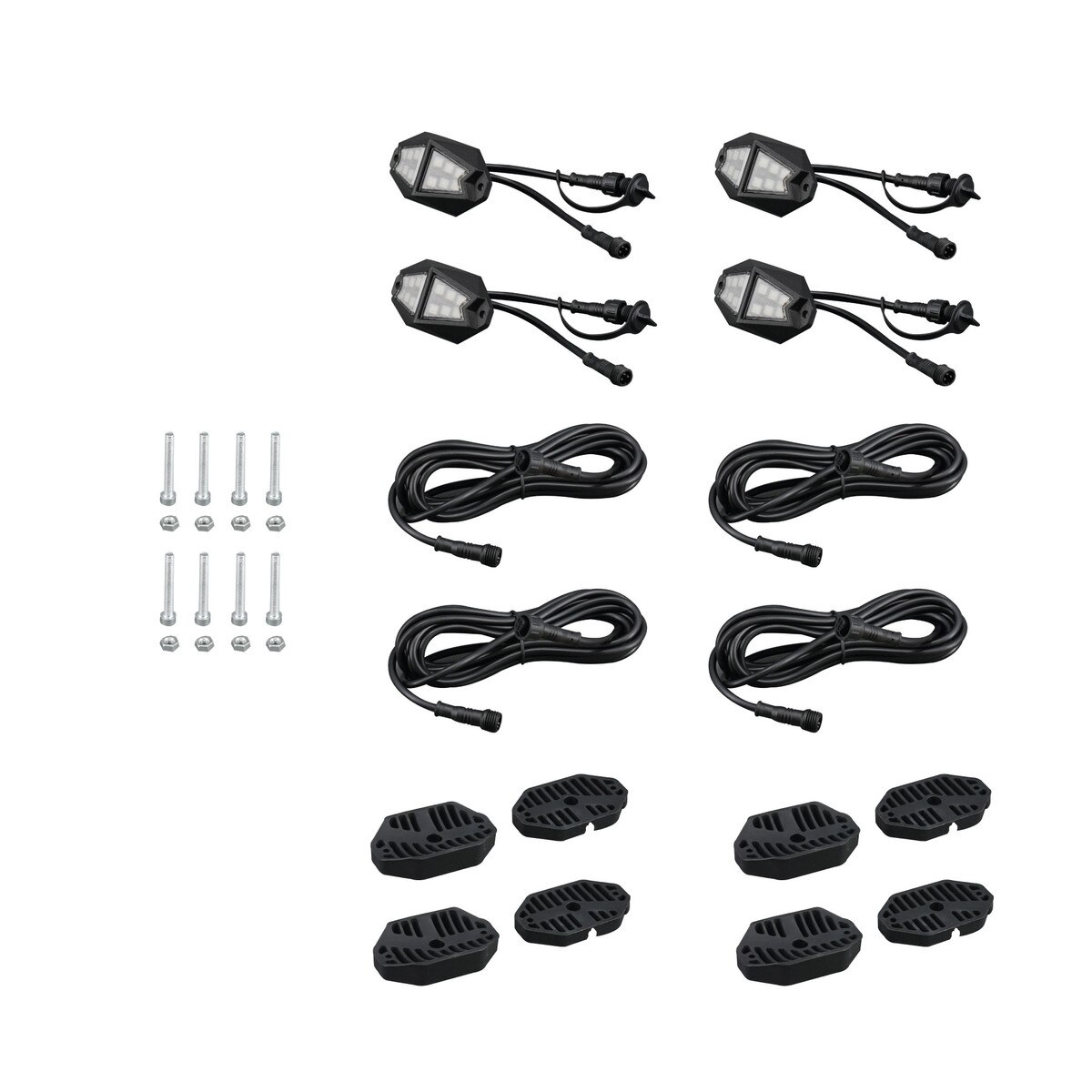 COLORTRAIL 4pc RGB+W Rock Light Expansion Pack for RSDK4 & RSDK8 Kits - Daisy Chain Connections