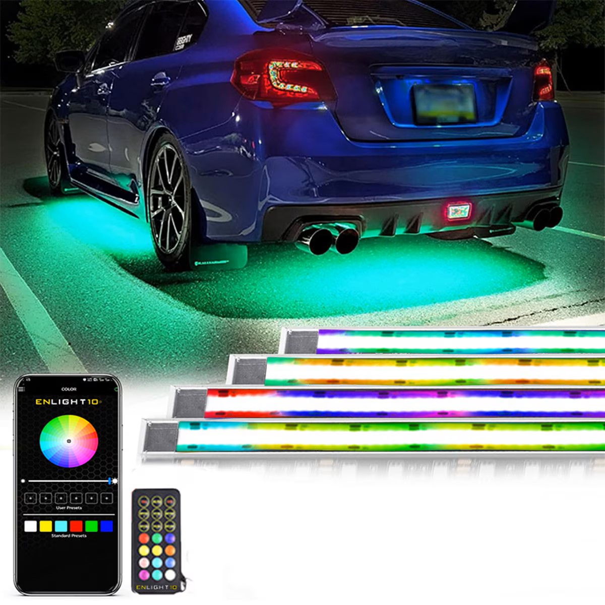 COLORTRAIL 6-Pc Flexible Chasing-RGBW LED Underbody Vehicle Kit with Enlight10 APP Full Control + Horizon Connectivity