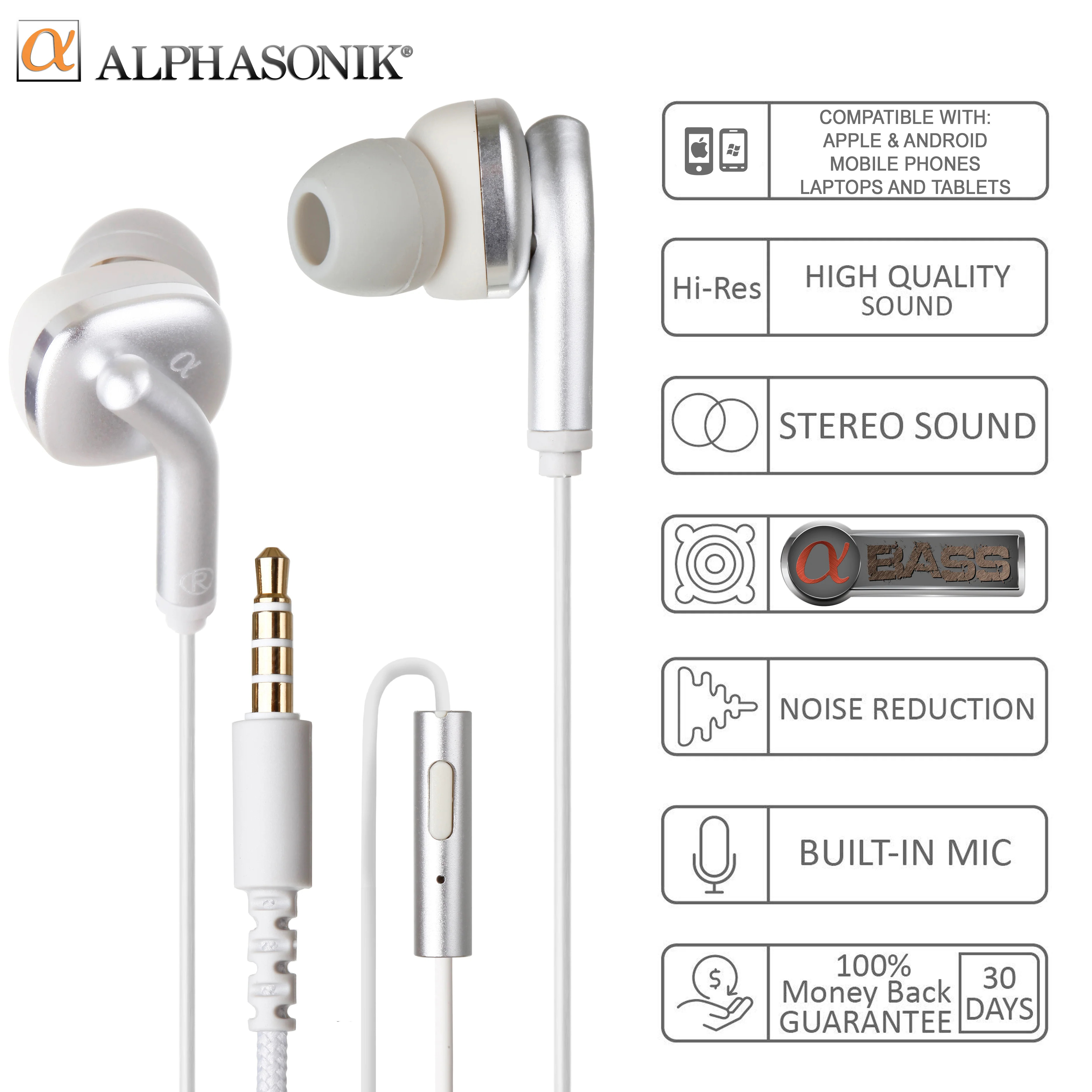 Alphasonik AE50AB Ultra HD Stereo Earphones Alphasonik AE50AB Ultra HD Stereo Earphones