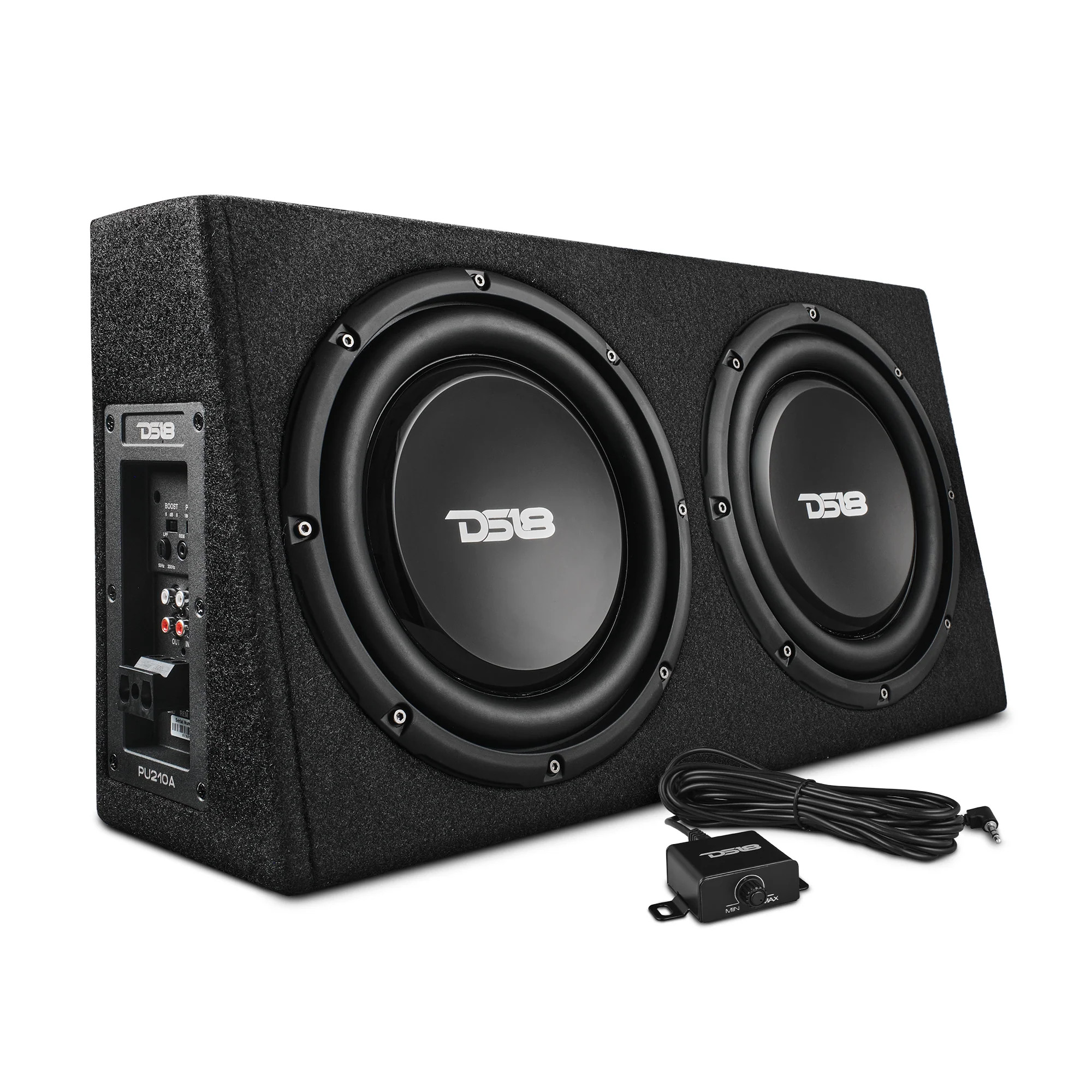 DS18 10" Active Subwoofer Shallow Enclosure with 10" Passive Subwoofer For Pickup Trucks
