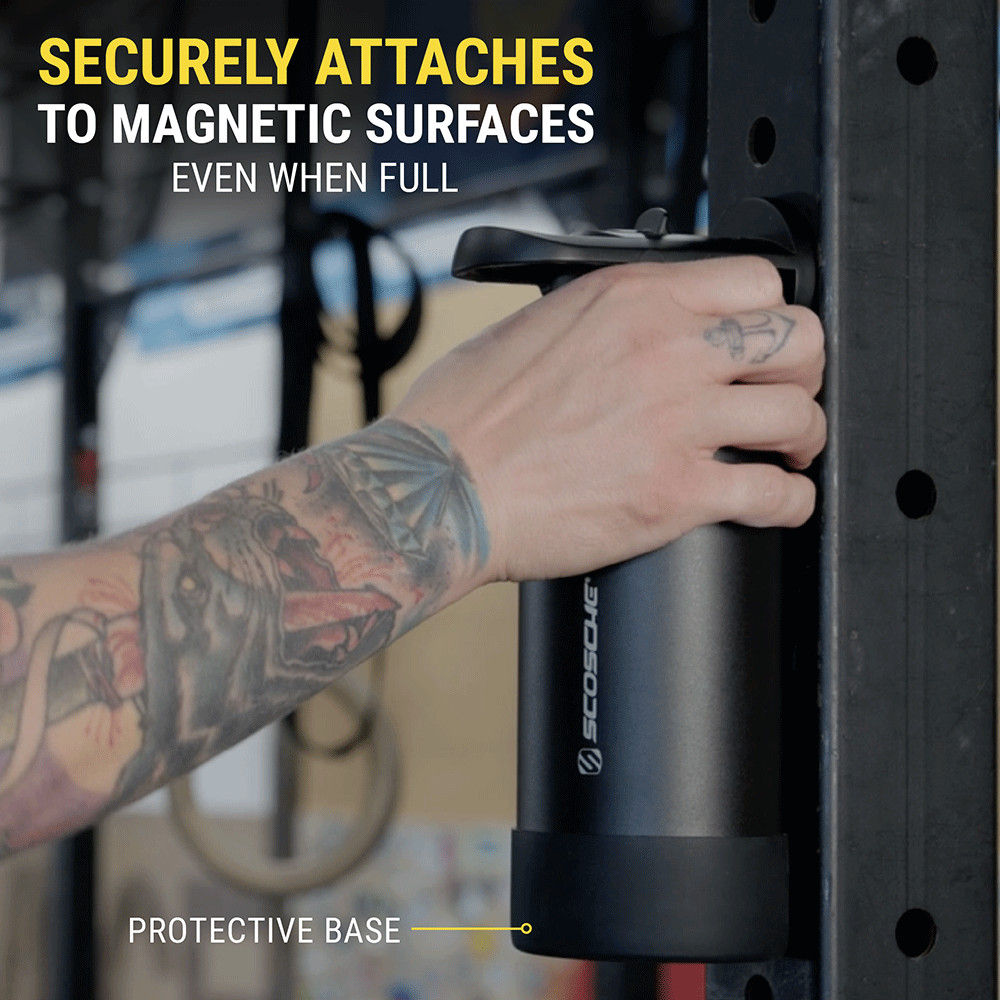 SCOSCHE MagicMount FlaskInsulated Water Bottle with Built-In MagSafe Compatible Phone Mount - 22OZ WHITE