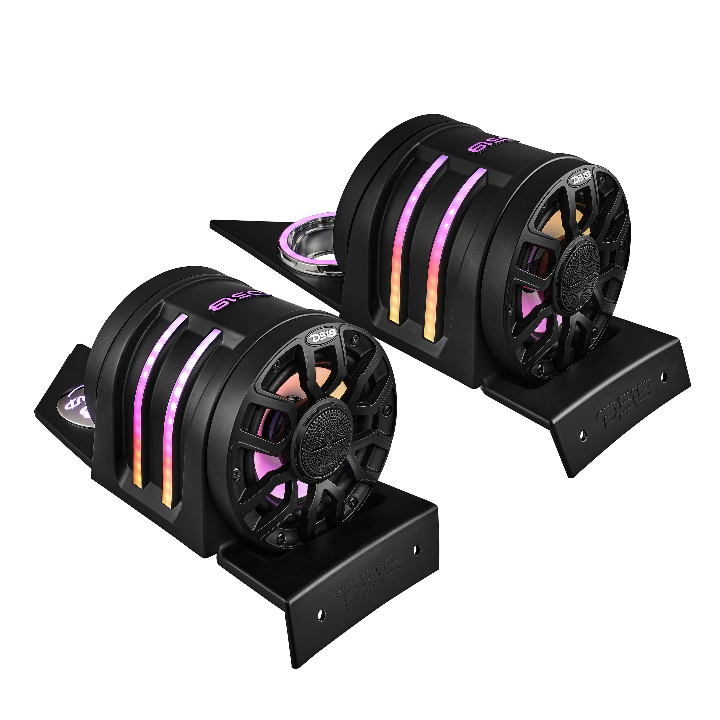 DS18 Polaris Slingshot Headrest Speaker Pods Loaded | 2 x NXL-IQ6/BK Speakers and Digital LED Lights | 2015 - Current