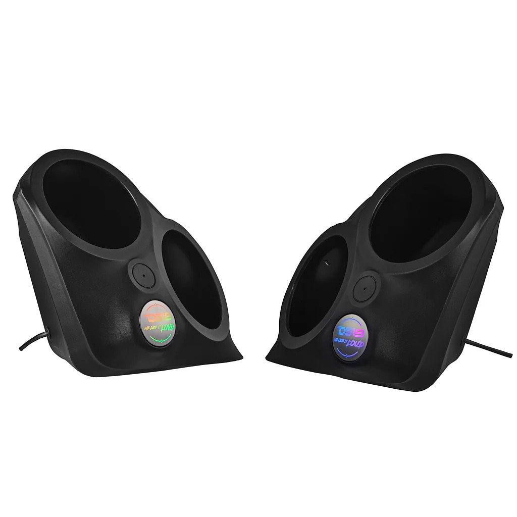 DS18 Polaris Slingshot Front Fender Dual 8" Speaker Pods With Digital LED Lighting