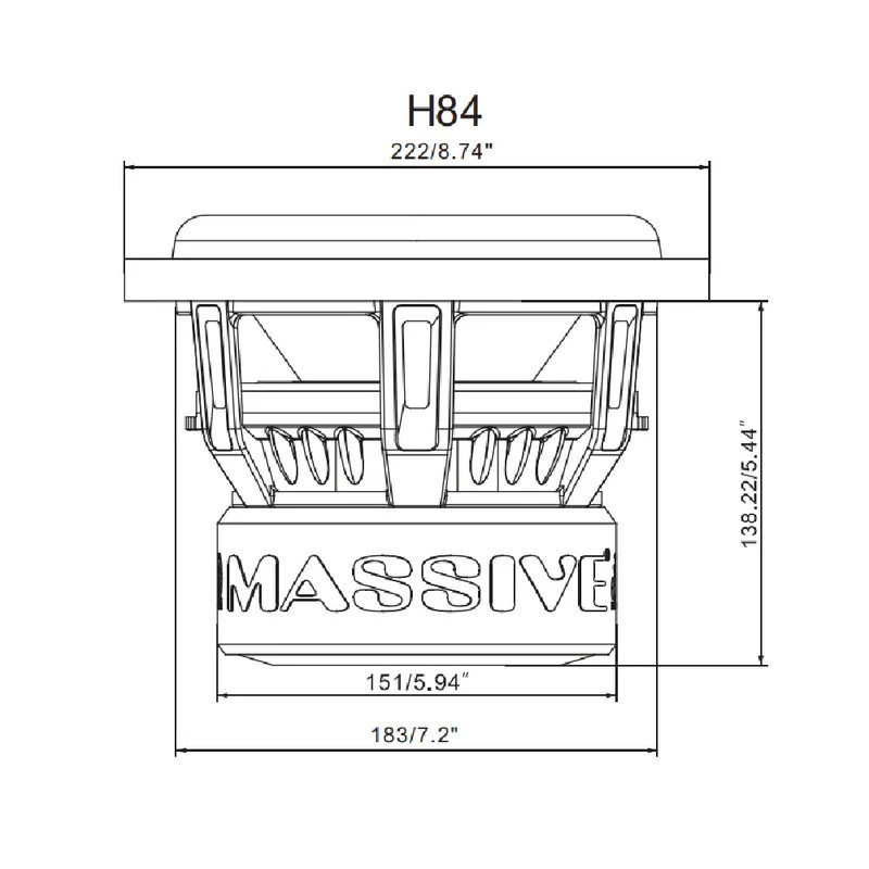 MASSIVE AUDIO H82XR - 8" 1000 Watts RMS Dual 2 Ohm 2.5" V.C. Subwoofer