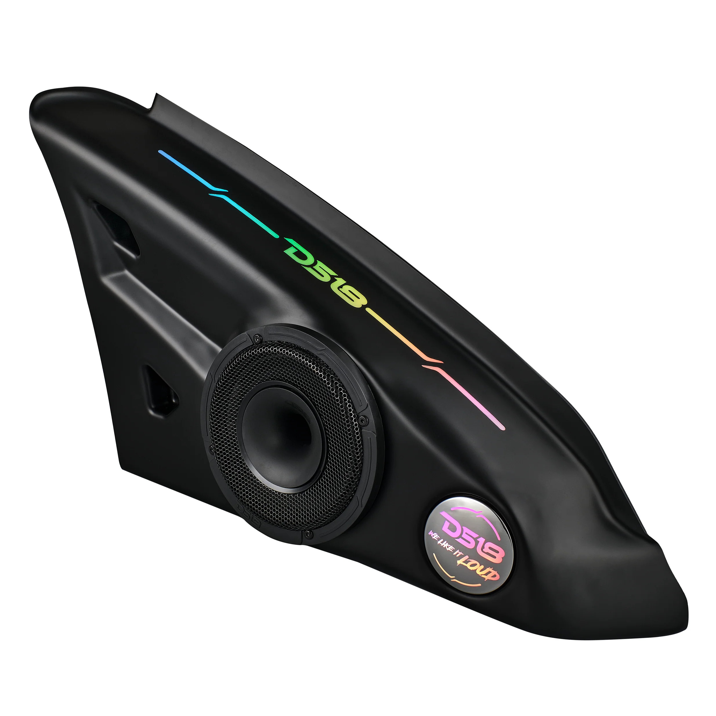 DS18 2015-UP POLARIS SLINGSHOT ARM REST ENCLOSURE LOADED - 2 X PRO-HY6.4MSL INCLUDED - DIGITAL LED LIGHTS BUILT IN