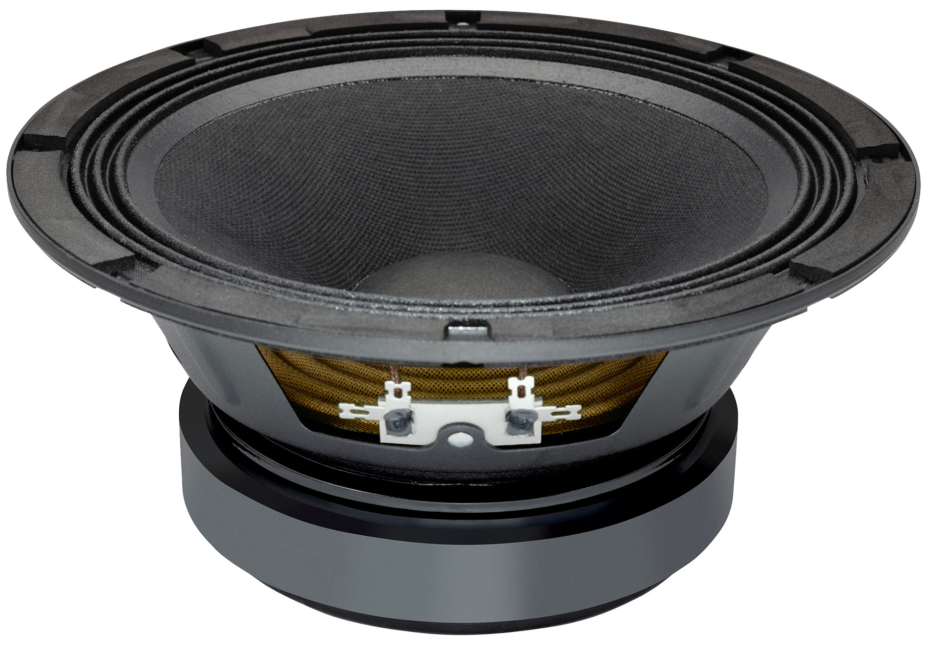 8-inch pressed steel chassis, ferrite magnet mid/bass driver