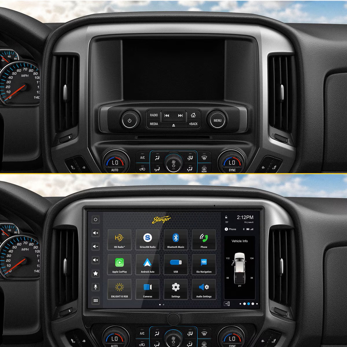 STINGER 2014-2018 CHEVY SILVERADO/GMC SIERRA 1500 | 2015-2019 SILVERADO/SIERRA 2500 & 3500 HORIZON12 FULL INTEGRATION KIT STINGER 2014-2018 CHEVY SILVERADO/GMC SIERRA 1500 | 2015-2019 SILVERADO/SIERRA 2500 & 3500 HORIZON12 FULL INTEGRATION KIT