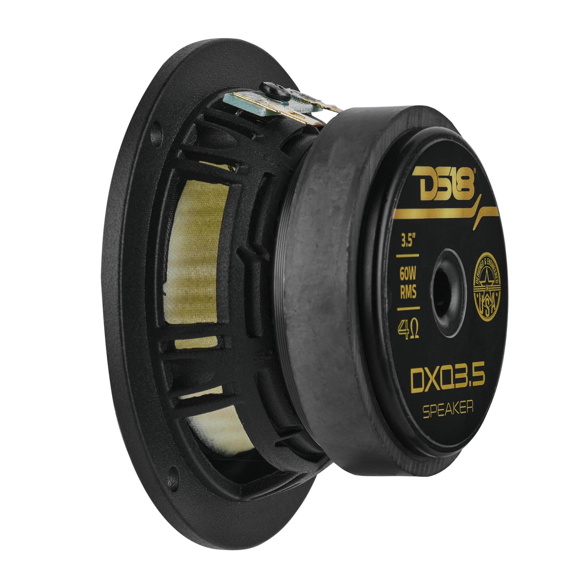 DS18 HIGH FIDELITY SOUND QUALITY DXQ 3.5" SPEAKER WITH YELLOW STRAW AND COMPOSITE FOAM CONE - 60 WATTS RMS - PAIR DS18 HIGH FIDELITY SOUND QUALITY DXQ 3.5" SPEAKER WITH YELLOW STRAW AND COMPOSITE FOAM CONE - 60 WATTS RMS - PAIR