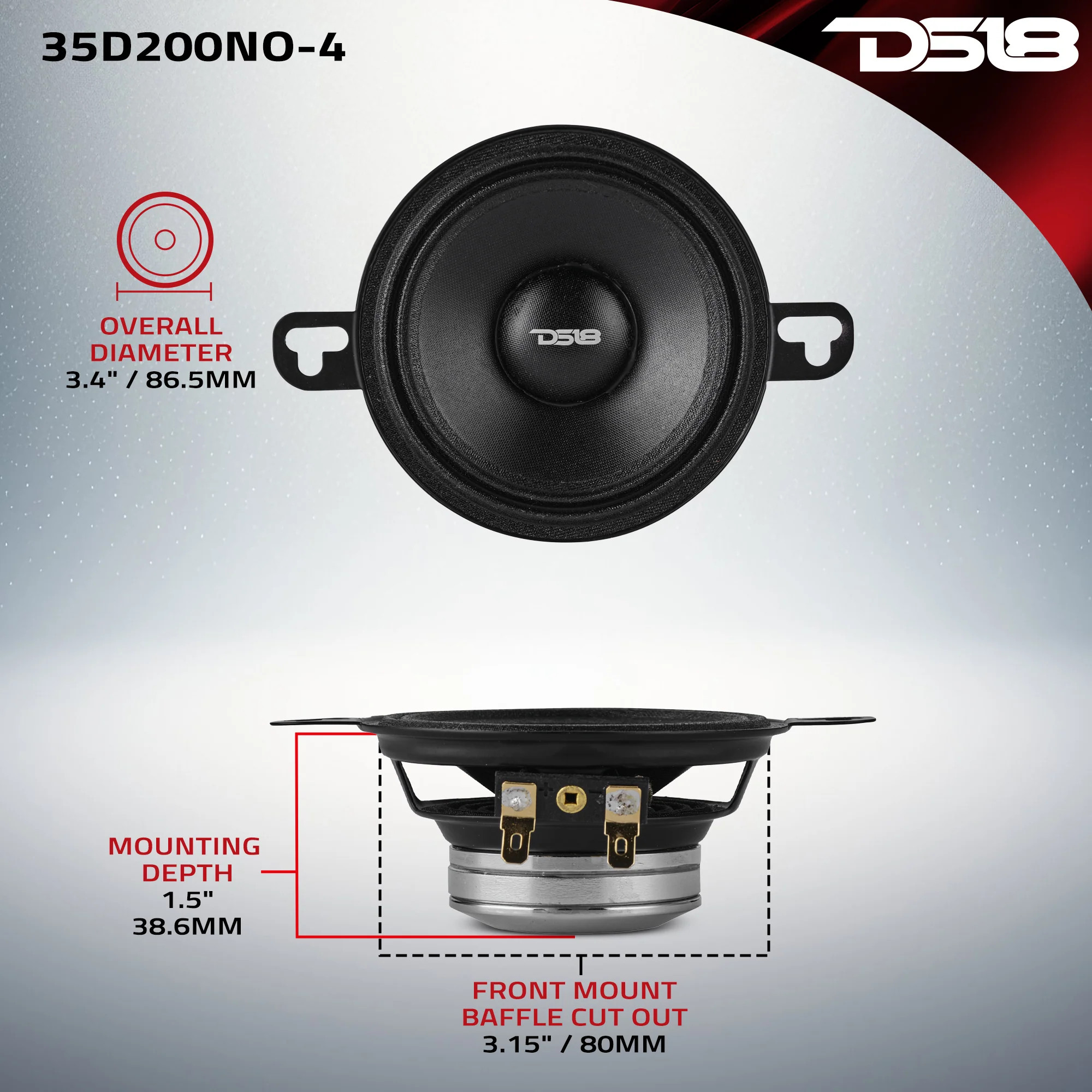 DS18 3.5" LOUDSPEAKER WITH NEODYMIUM MAGNET - 100 WATTS RMS - PAIR