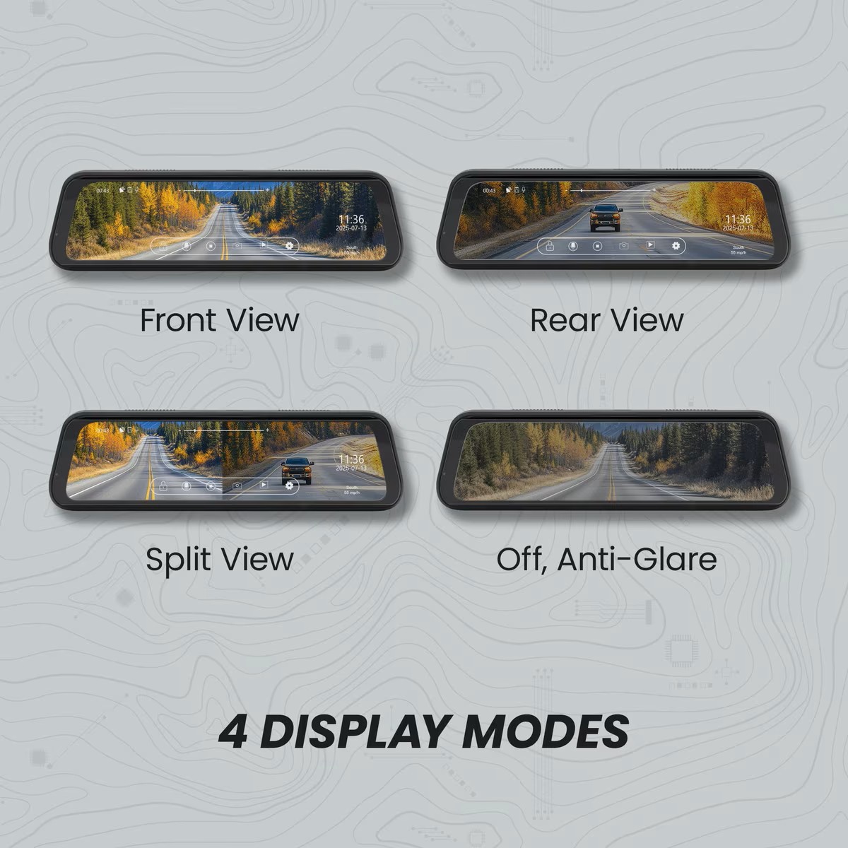 STINGER 4K RearView DVR Monitor Mirror Camera | Front & Rear Dash/Backup Camera Kit