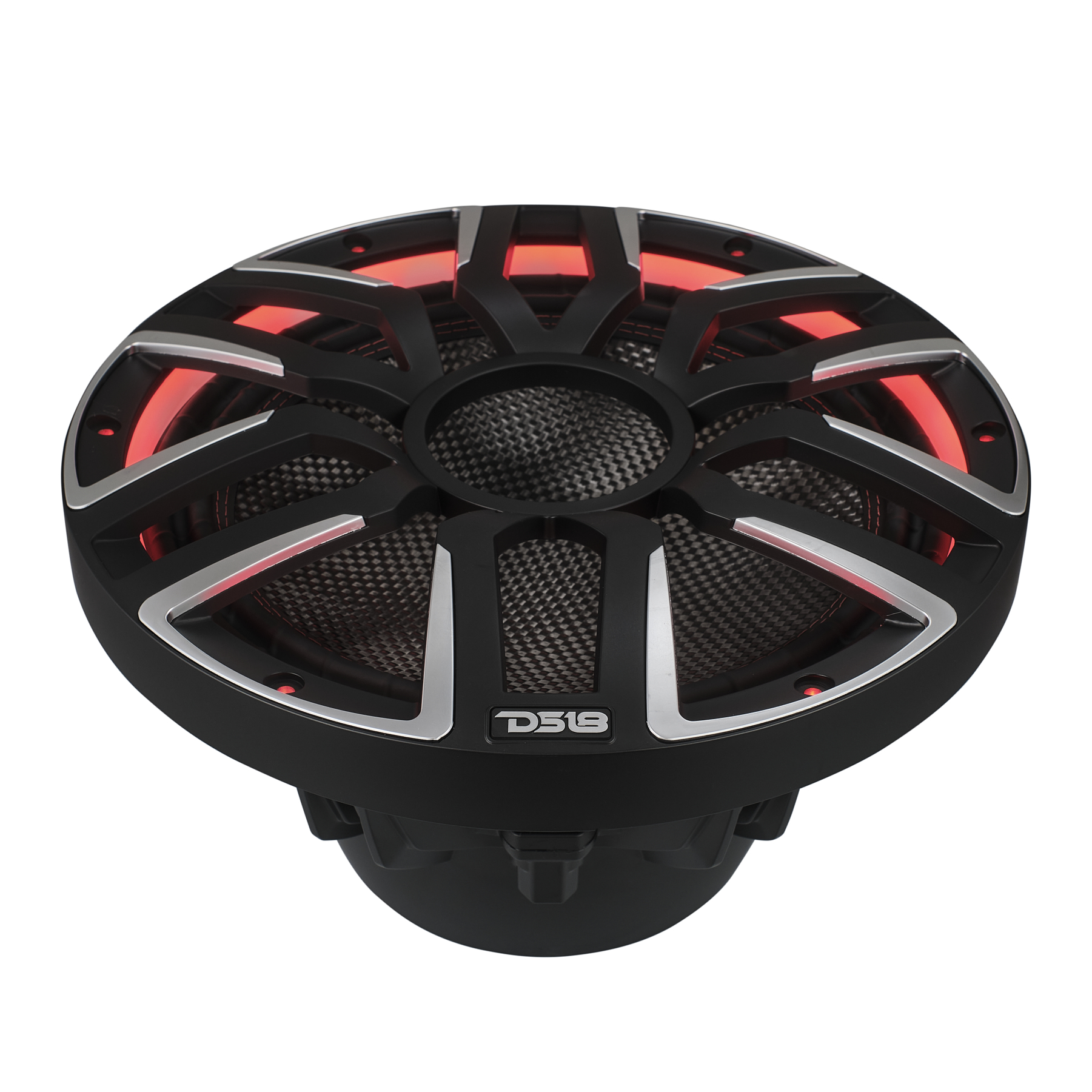 NEODYMIUM CARBON FIBER MARINE SUBWOOFERS WITH DIGITAL LED LIGHTS AND SILICONE COVERS - 12" | IP65 Rating | 800 RMS | 3" SVC 4Ohm | Black