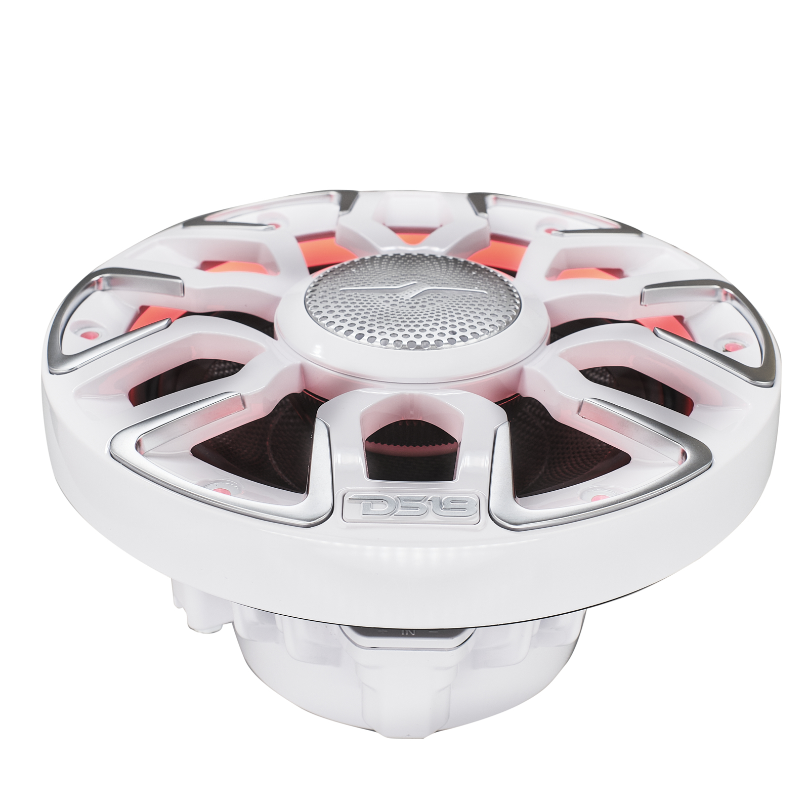 NEODYMIUM KEVLAR COAXIAL MARINE SPEAKERS WITH FLOATING BULLET TWEETER, DIGITAL LED LIGHTS AND SILICONE COVERS - 6.5" | 2-Way | IP65 Rating | 200 Watts RMS | 4Ohm | White