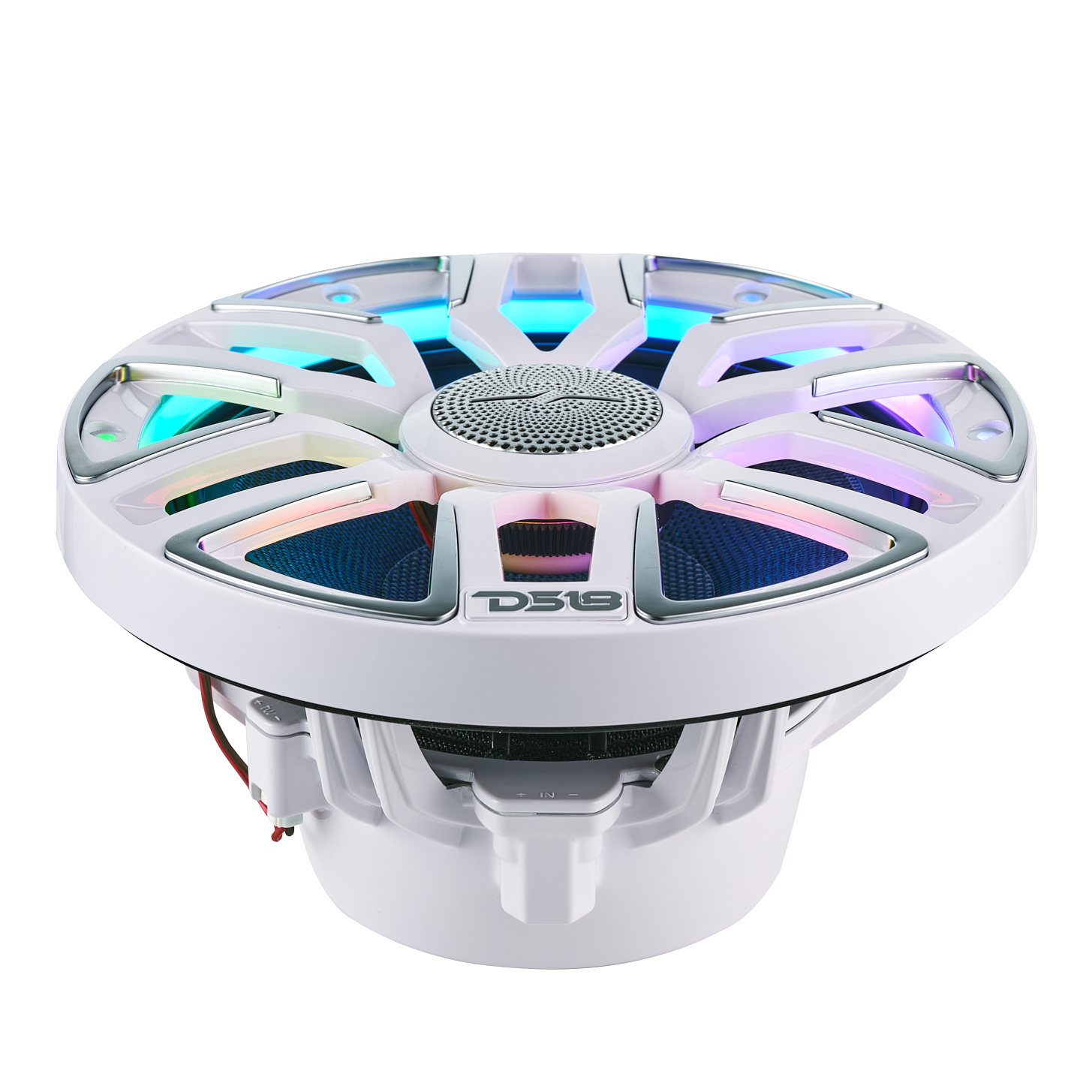 NEODYMIUM KEVLAR COAXIAL MARINE SPEAKERS WITH FLOATING BULLET TWEETER, DIGITAL LED LIGHTS AND SILICONE COVERS - 8"| 2-Way | IP65 Rating | 200 Watts RMS | 4Ohm | White