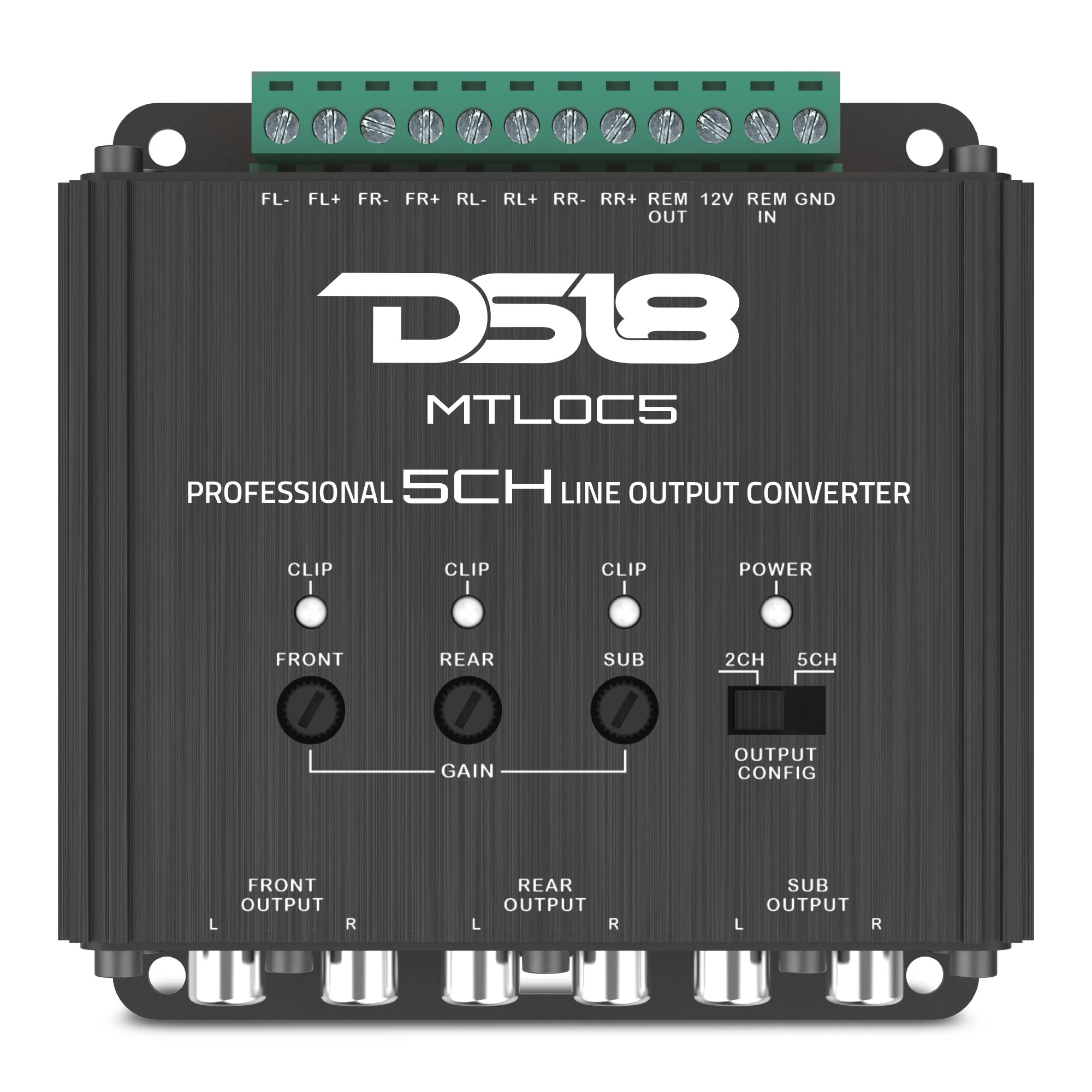DS18 5-Channel High-to-Low Level Line Output Converter with Remote Turn-On DS18 5-Channel High-to-Low Level Line Output Converter with Remote Turn-On