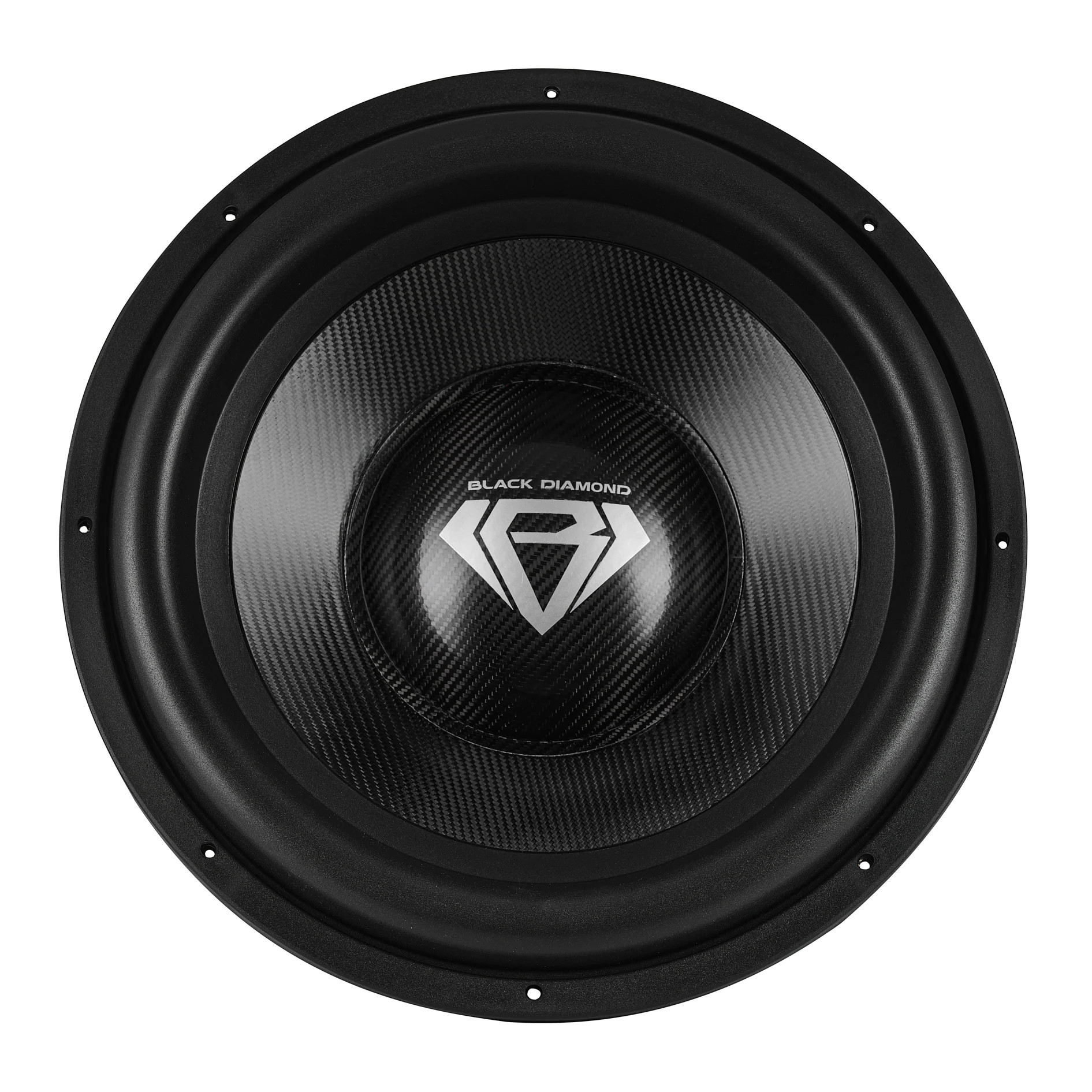 BLACK DIAMOND AUDIO CARBON SERIES 18" HIGH EXCURSION SUBWOOFER, CARBON FIBER CONE, FERRITE MAGNET - 3500 WATTS RMS - DUAL 2 OHM VC - 3.5" VC