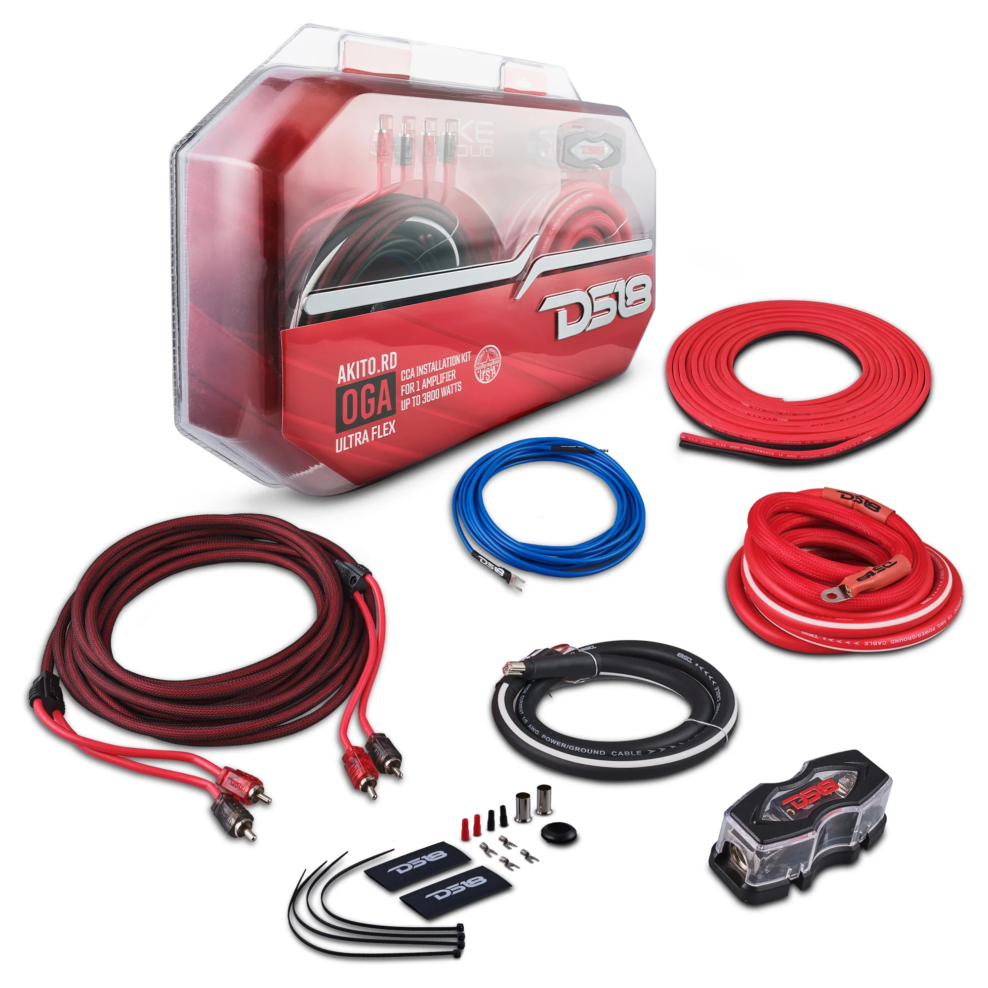 DS18 0-GA Amplifier Installation Wiring Kit - Red DS18 0-GA Amplifier Installation Wiring Kit - Red