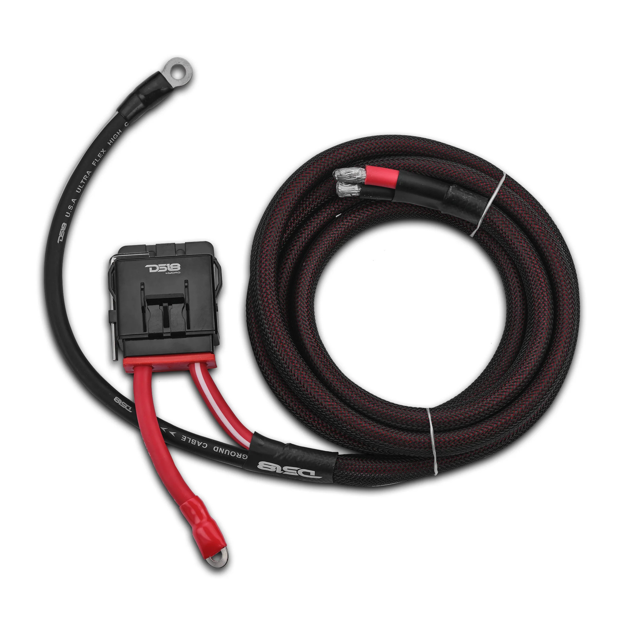 DS18 4-GA | Water Resistant Fuse Holder | 8 Ft of Power and Ground Wires | 2 Door UTV