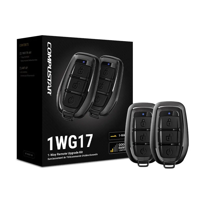 COMPUSTAR 1500-ft max range, water-resistant remote kit. Includes two 1-way remotes. Super compact design. Backed by 3-Year PRO Warranty.