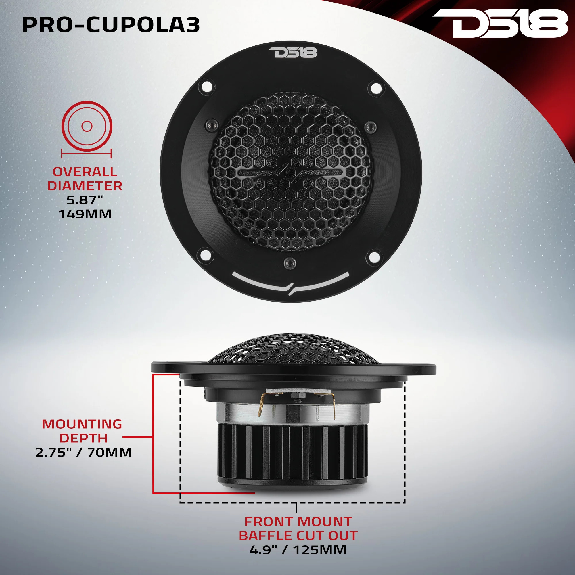 DS18 5.25'' High End Professional Soft Dome Mid Range Loudspeaker with Neodymium Magnet | 300W RMS 4-Ohm