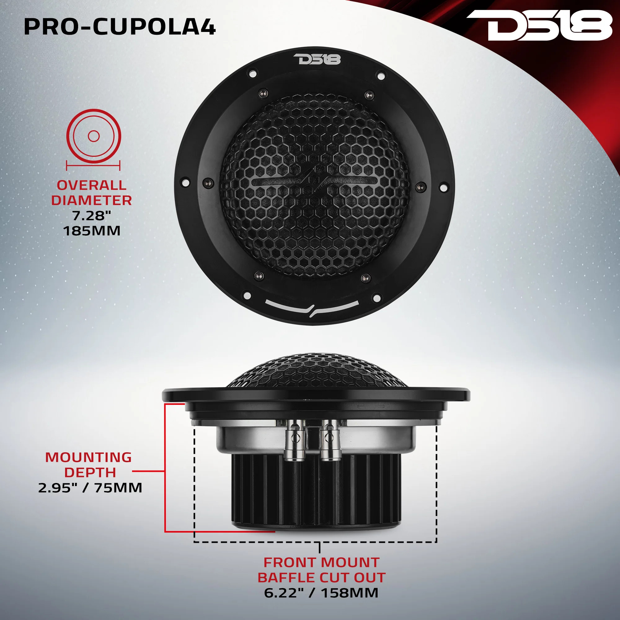 DS18 7'' High End Professional Soft Dome Mid Range Loudspeaker with Neodymium Magnet | 400W RMS 4-Ohm
