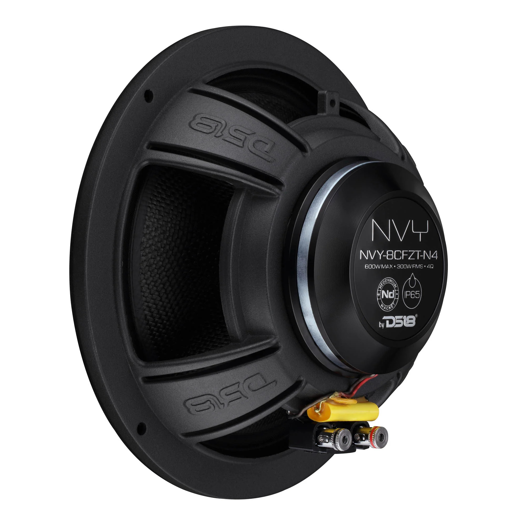 NVY 8" 2 Way Coaxial Loudspeaker with Water Resistant Carbon Fiber Cone, 1" Bullet Tweeter and Neodymium Magnet 300 Watts RMS @ 4 OHM - Pair - IP65 - Black