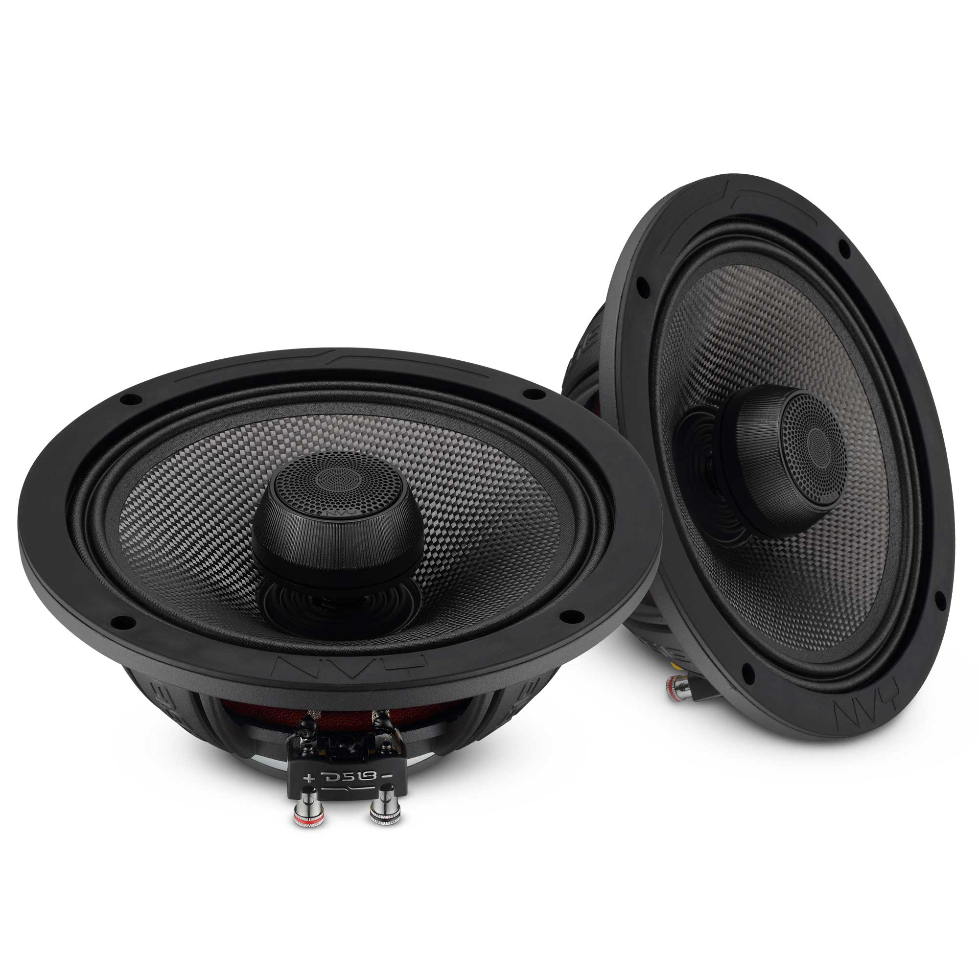 NVY 8" 2 Way Coaxial Loudspeaker with Water Resistant Carbon Fiber Cone, 1" Bullet Tweeter and Neodymium Magnet 300 Watts RMS @ 4 OHM - Pair - IP65 - Black