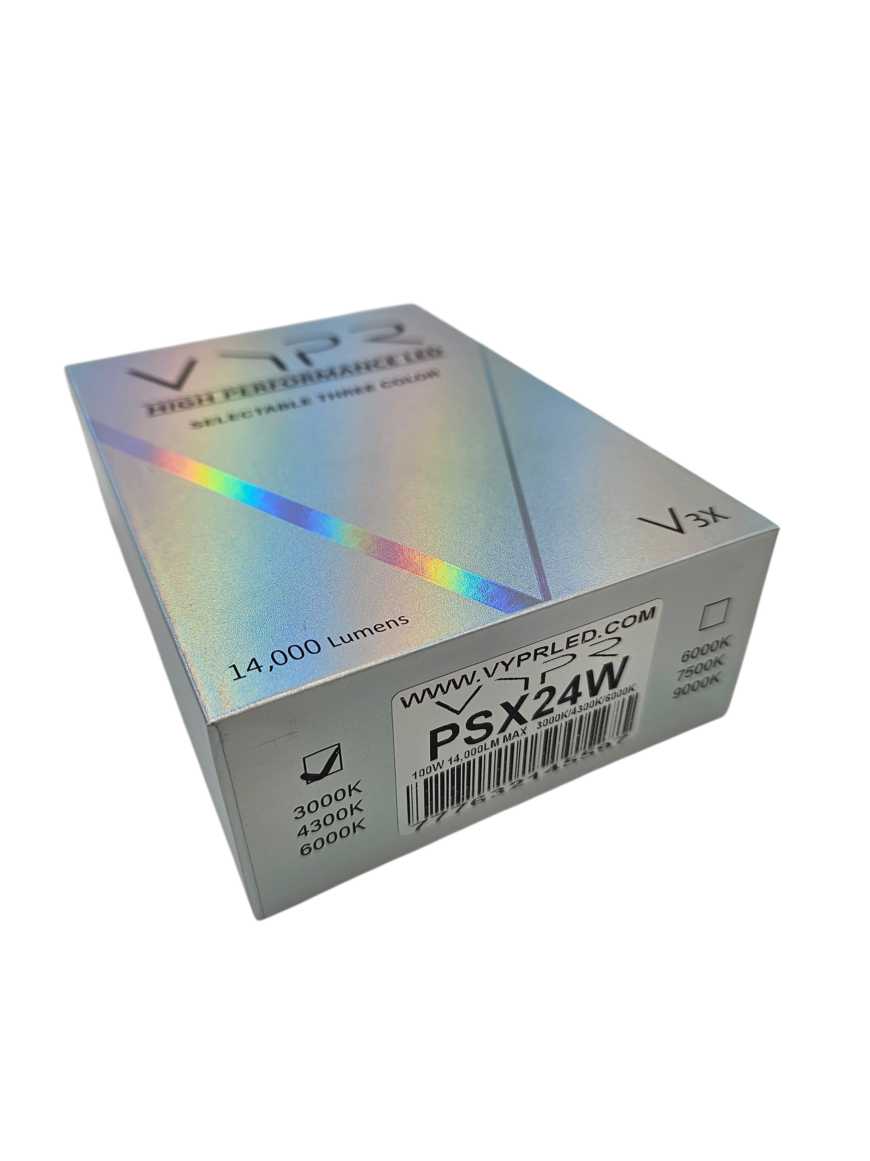 VYPR LED V3X SERIES PSX24W BULBS - SELECTABLE KELVIN COLORS - 3000K, 4300K, 6000K