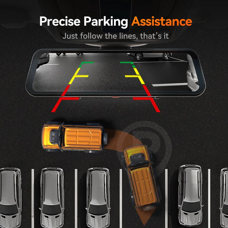 WOLFBOX G900Pro 12MP WiFi Touch Screen Rear View Mirror Dash Cam Smart Mirror