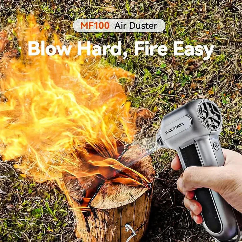 Wolfbox Turbo Fan Air Duster 150,000 RPM, 190 MPH, 70 CFM, 6000mAh battery and 100 minutes run time (low) MF100