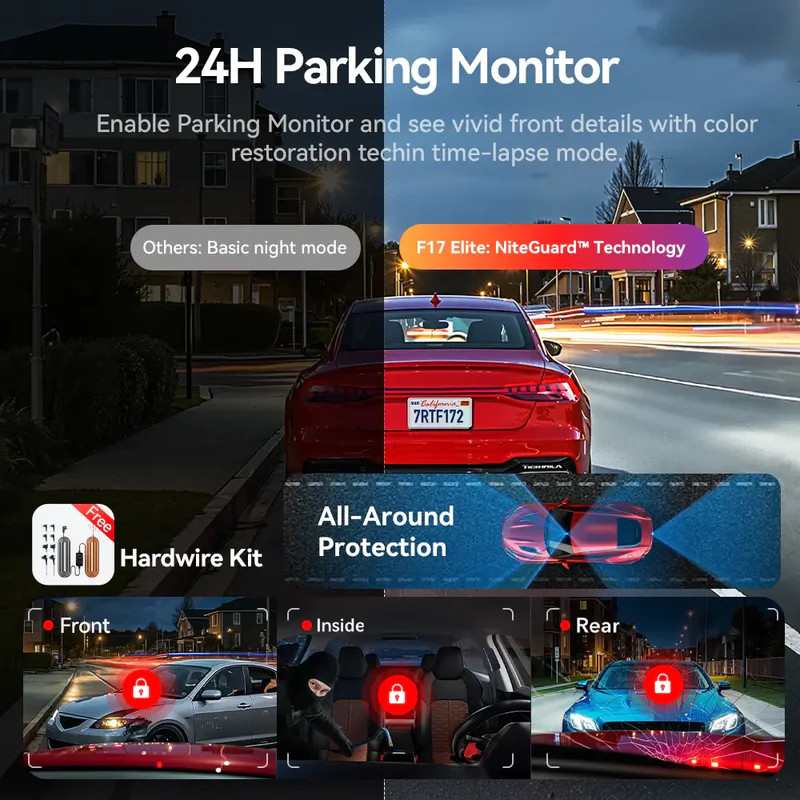 REDTIGER F17 Elite 4K 3 Channel Dash Cam Sony STARVIS 2 Dual HDR WIFI 6 Full Night Color