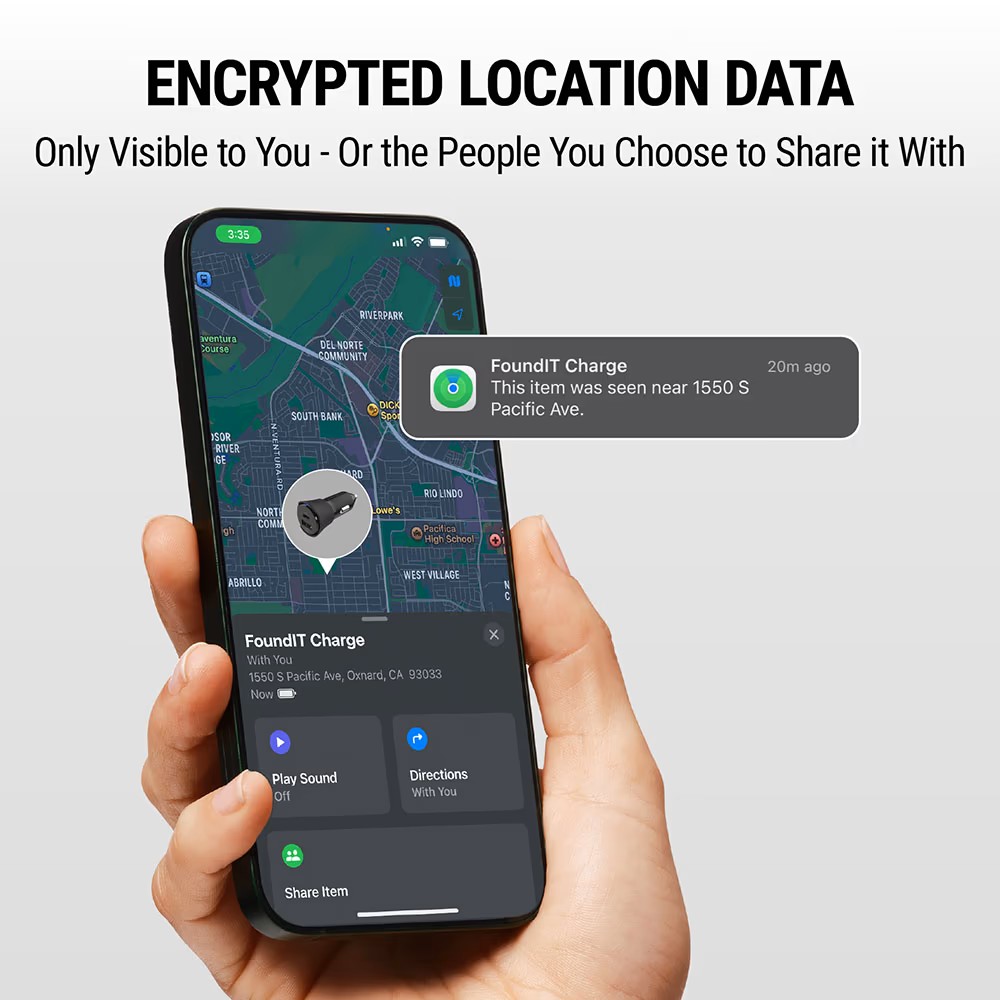 SCOSCHE FoundIT Charge
Item Locator with 32W Dual-Port 12V Charger
