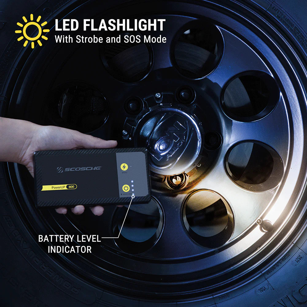 SCOSCHE FLASH LIGHT JUMP STARTER 600A